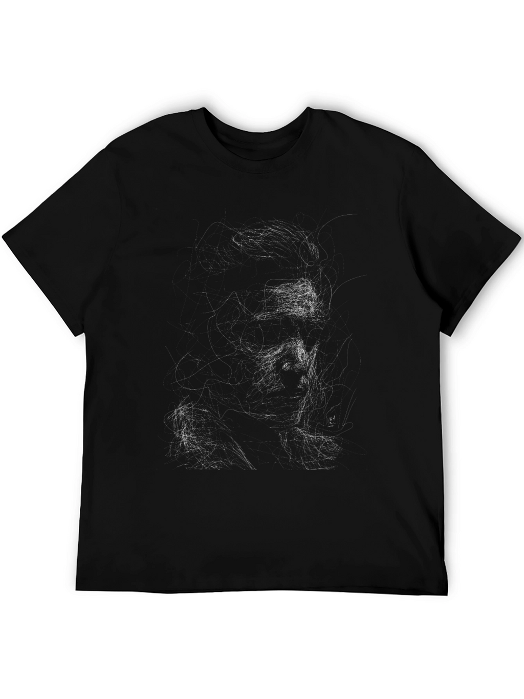 Abstract Portrait Graphic Tee - Stylish Black T-Shirt