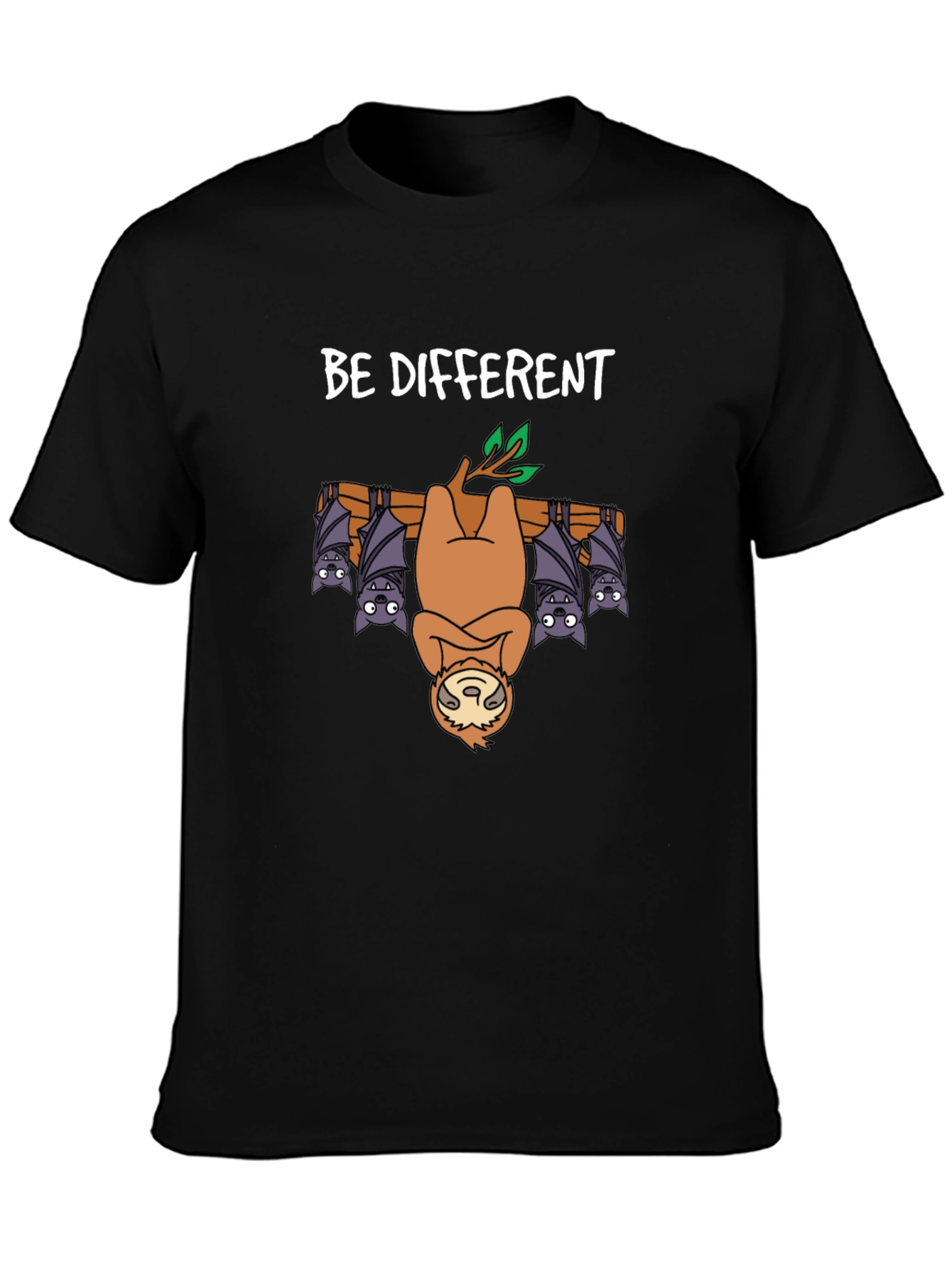 Be Different Sloth & Bats T-Shirt - Unique Graphic Tee