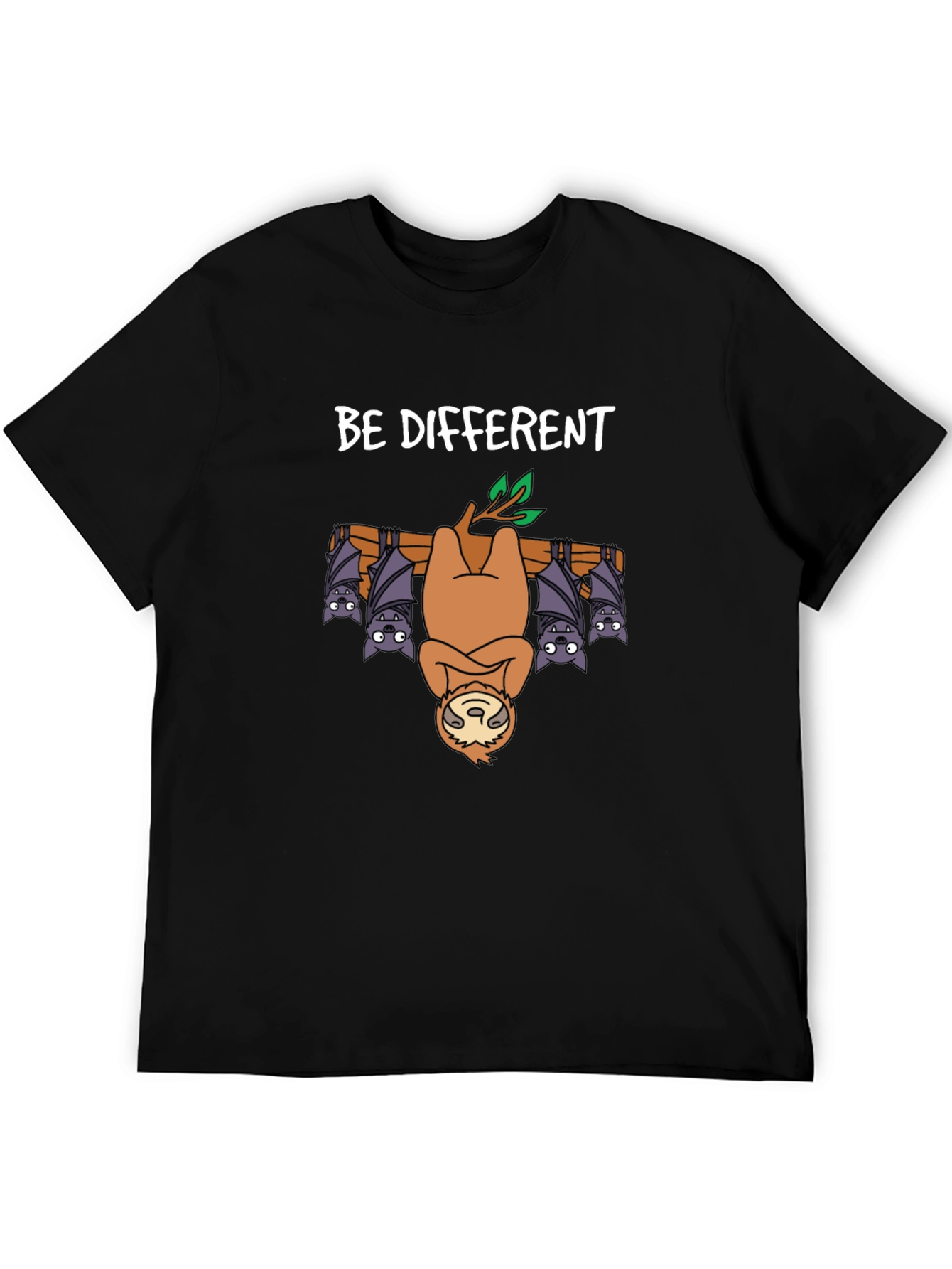 Be Different Sloth & Bats T-Shirt - Unique Graphic Tee