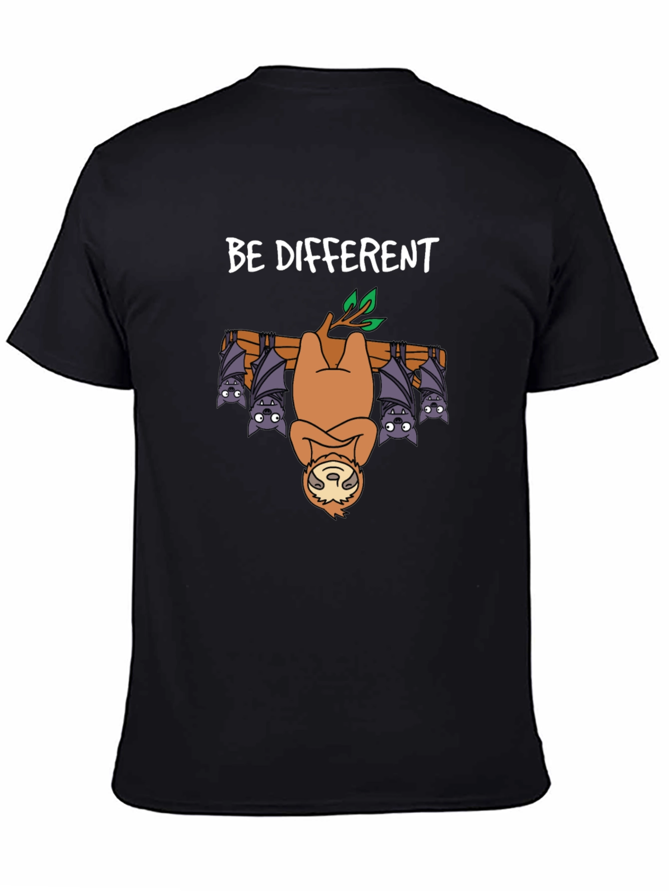 Be Different Sloth & Bats T-Shirt - Unique Graphic Tee