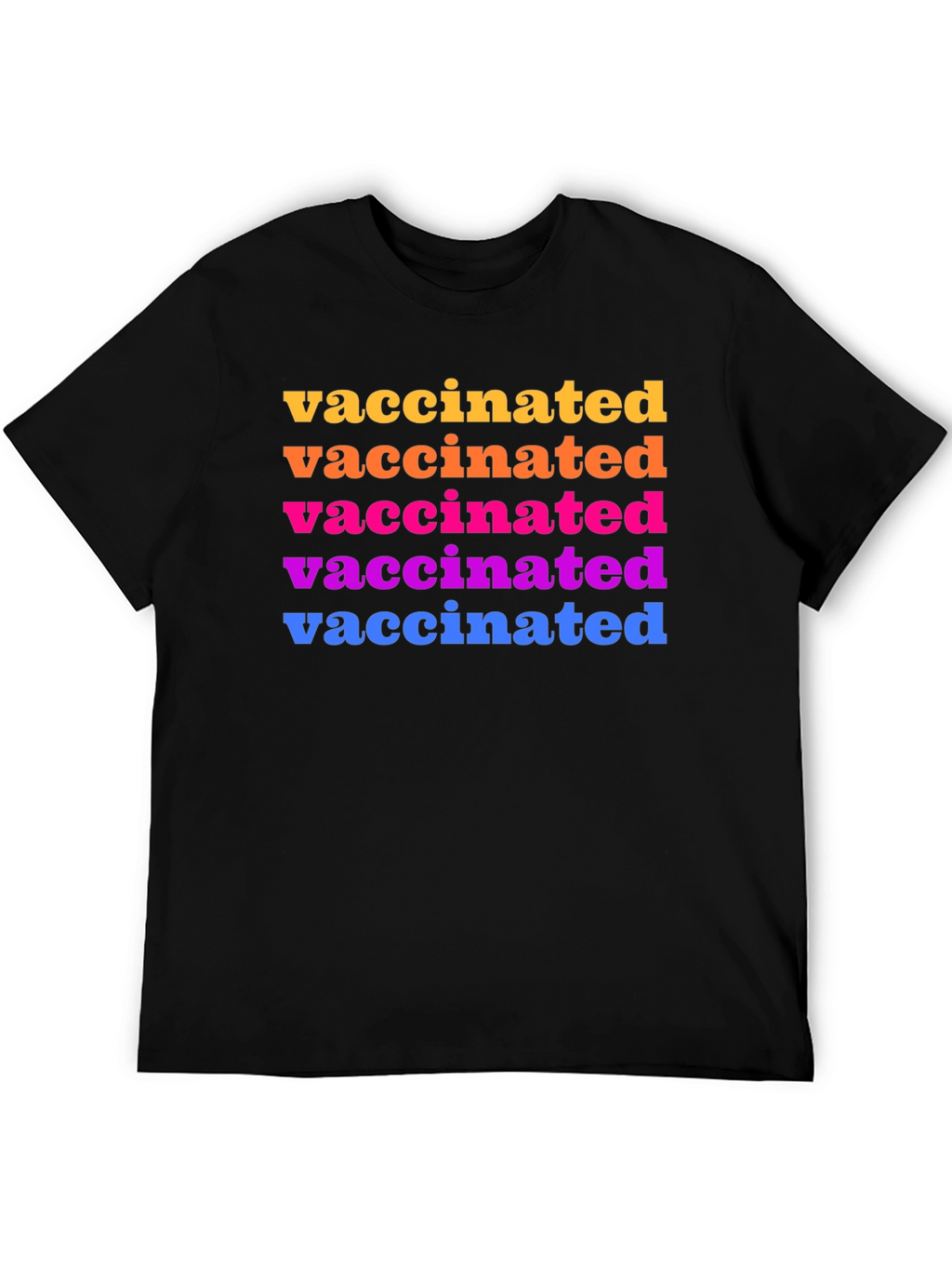 Vaccinated Rainbow Text Graphic Tee - Black