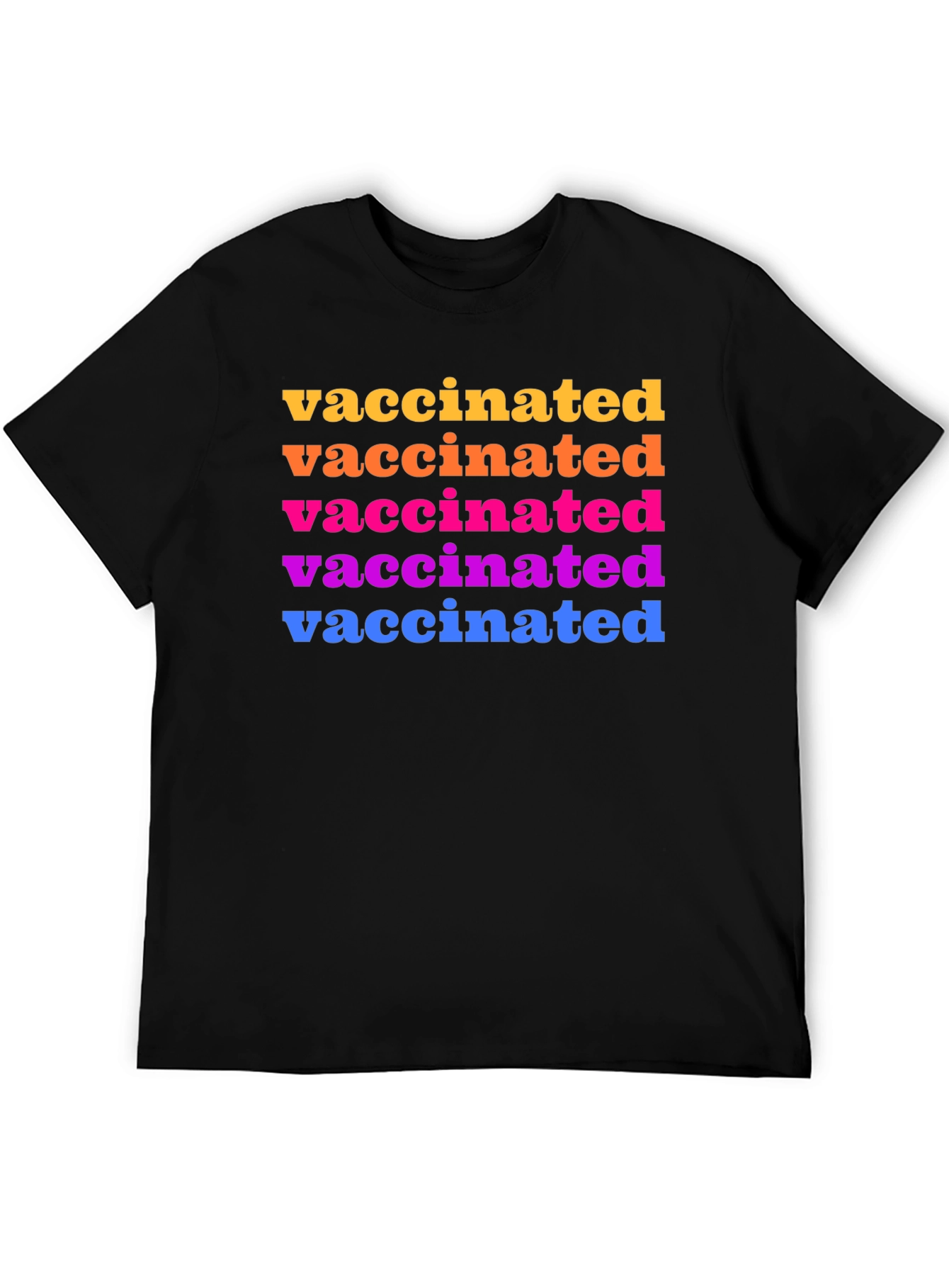 Vaccinated Rainbow Text Graphic Tee - Black