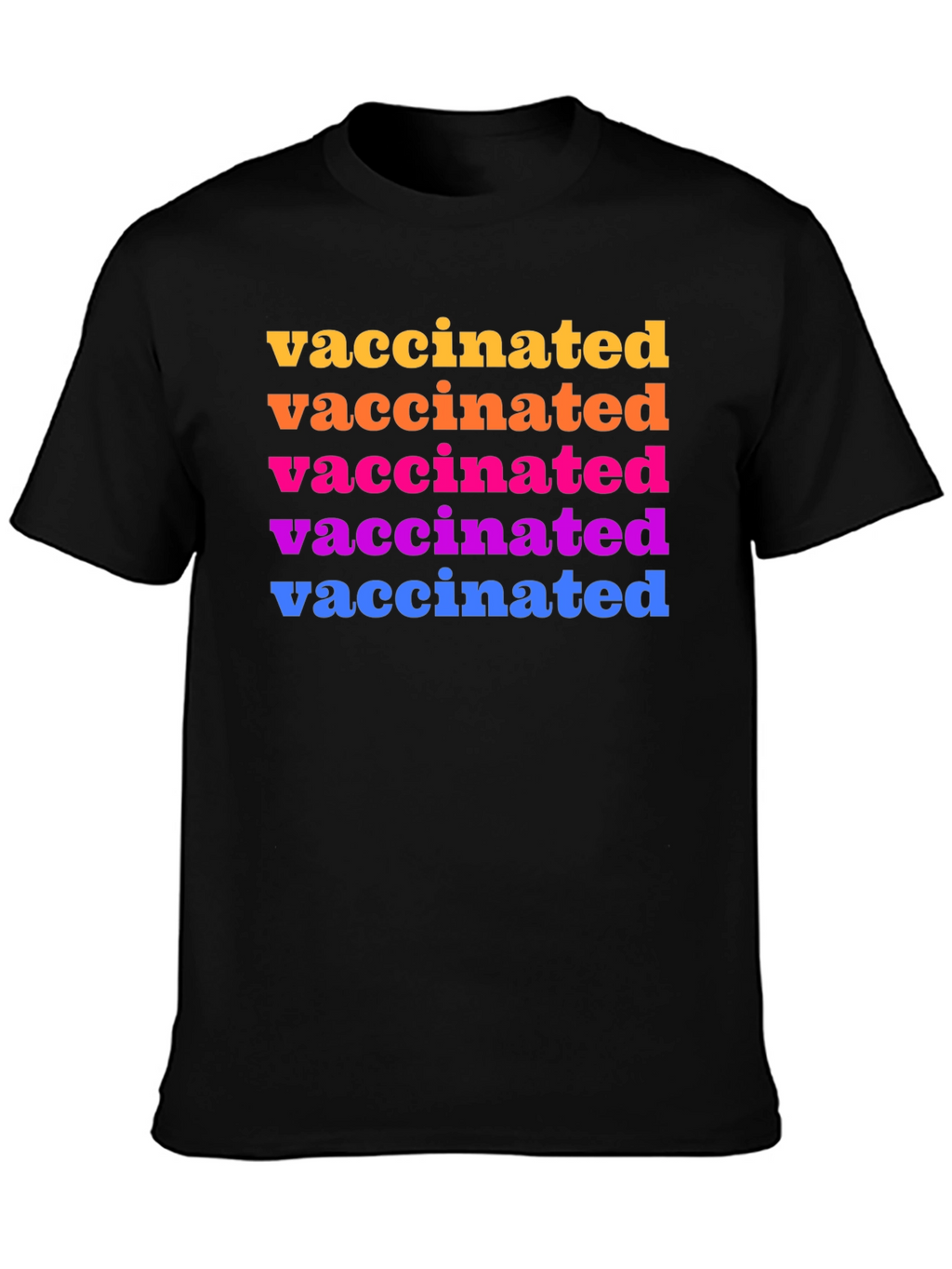 Vaccinated Rainbow Text Graphic Tee - Black
