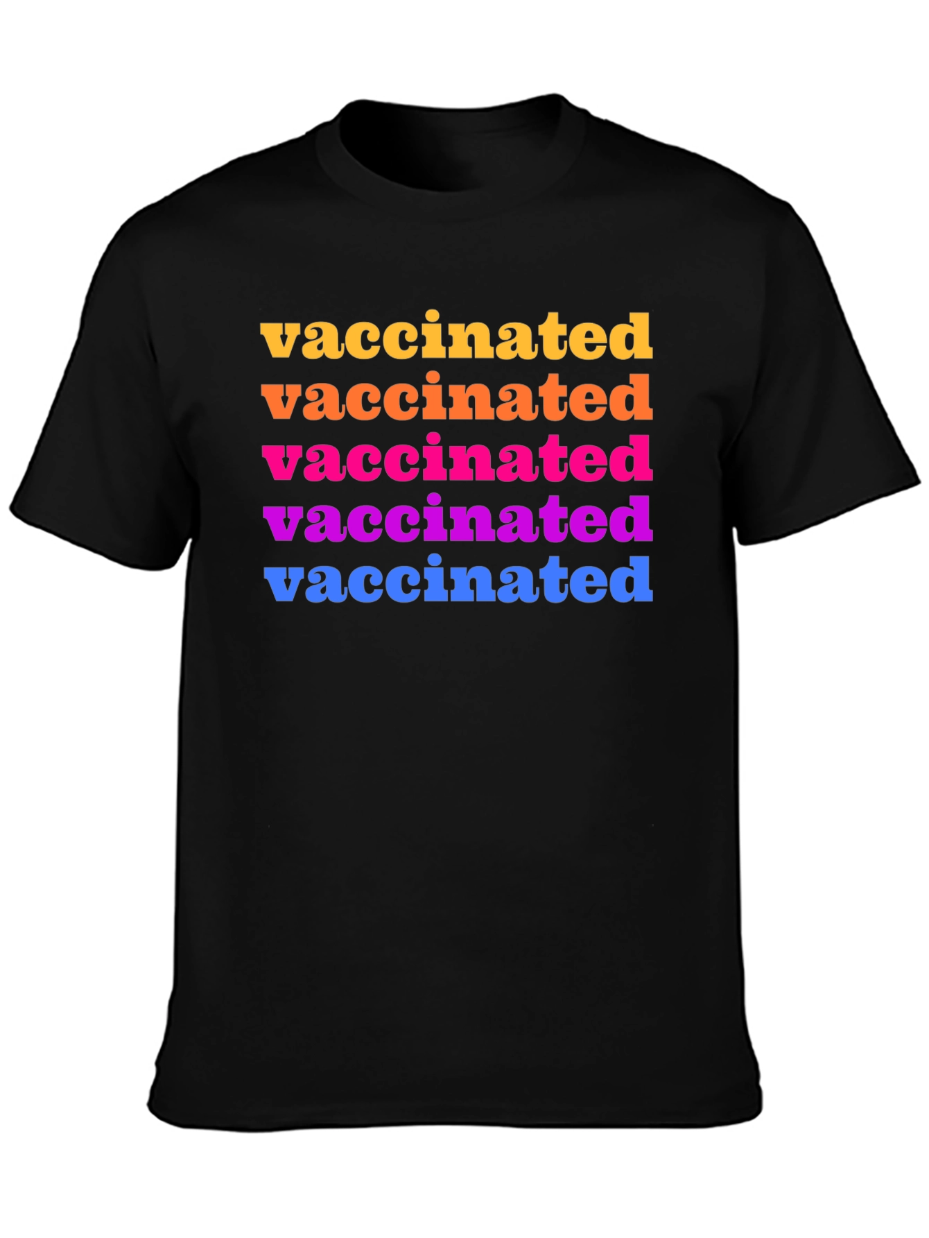 Vaccinated Rainbow Text Graphic Tee - Black
