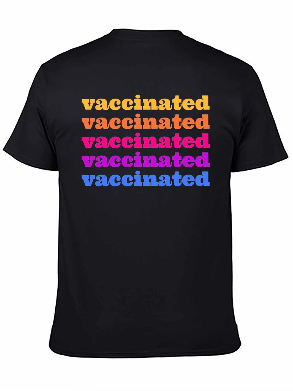 Vaccinated Rainbow Text Graphic Tee - Black