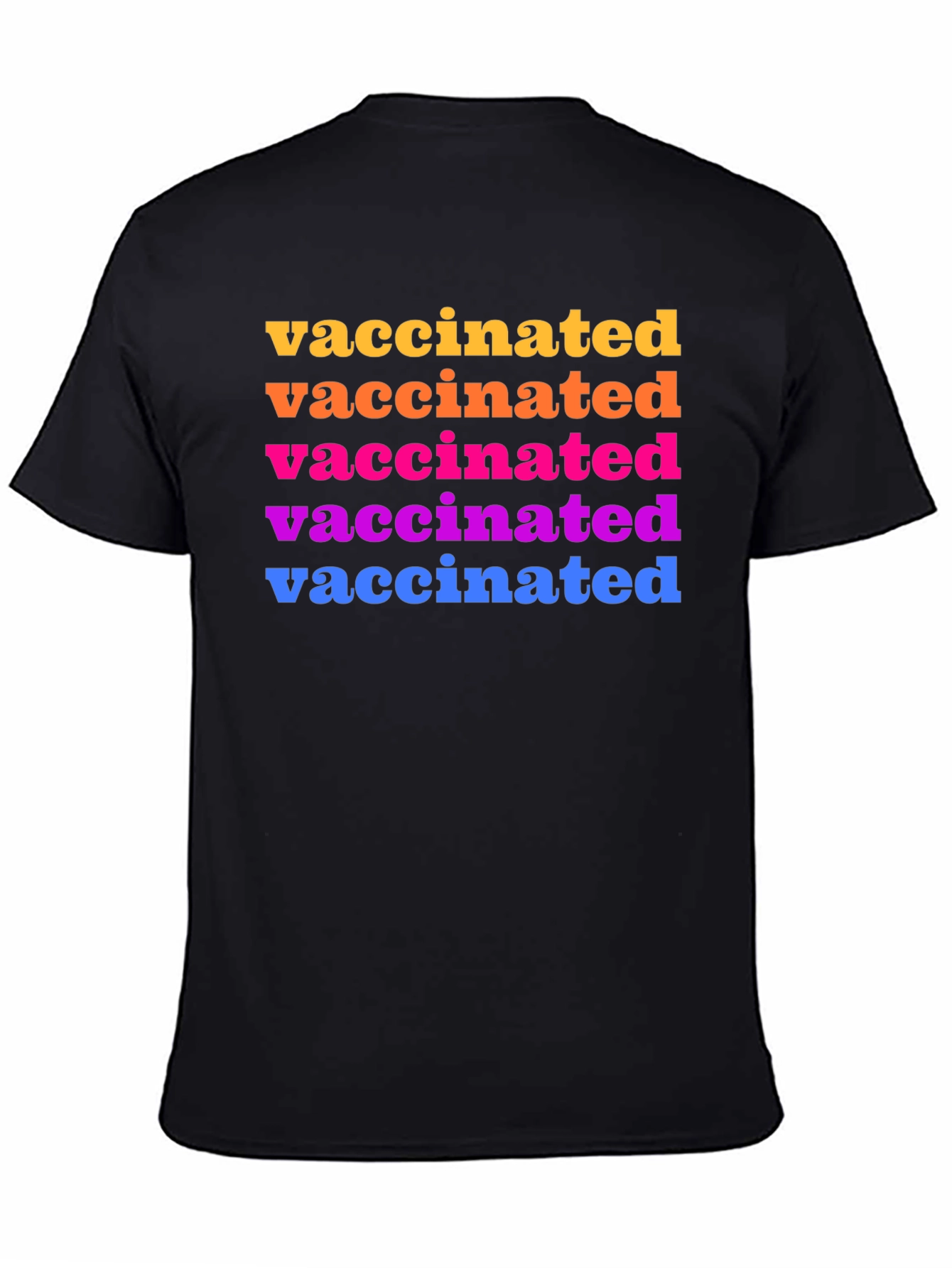 Vaccinated Rainbow Text Graphic Tee - Black