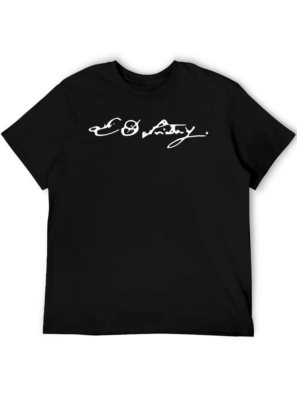 Black T-Shirt with Unique White Graphic Print