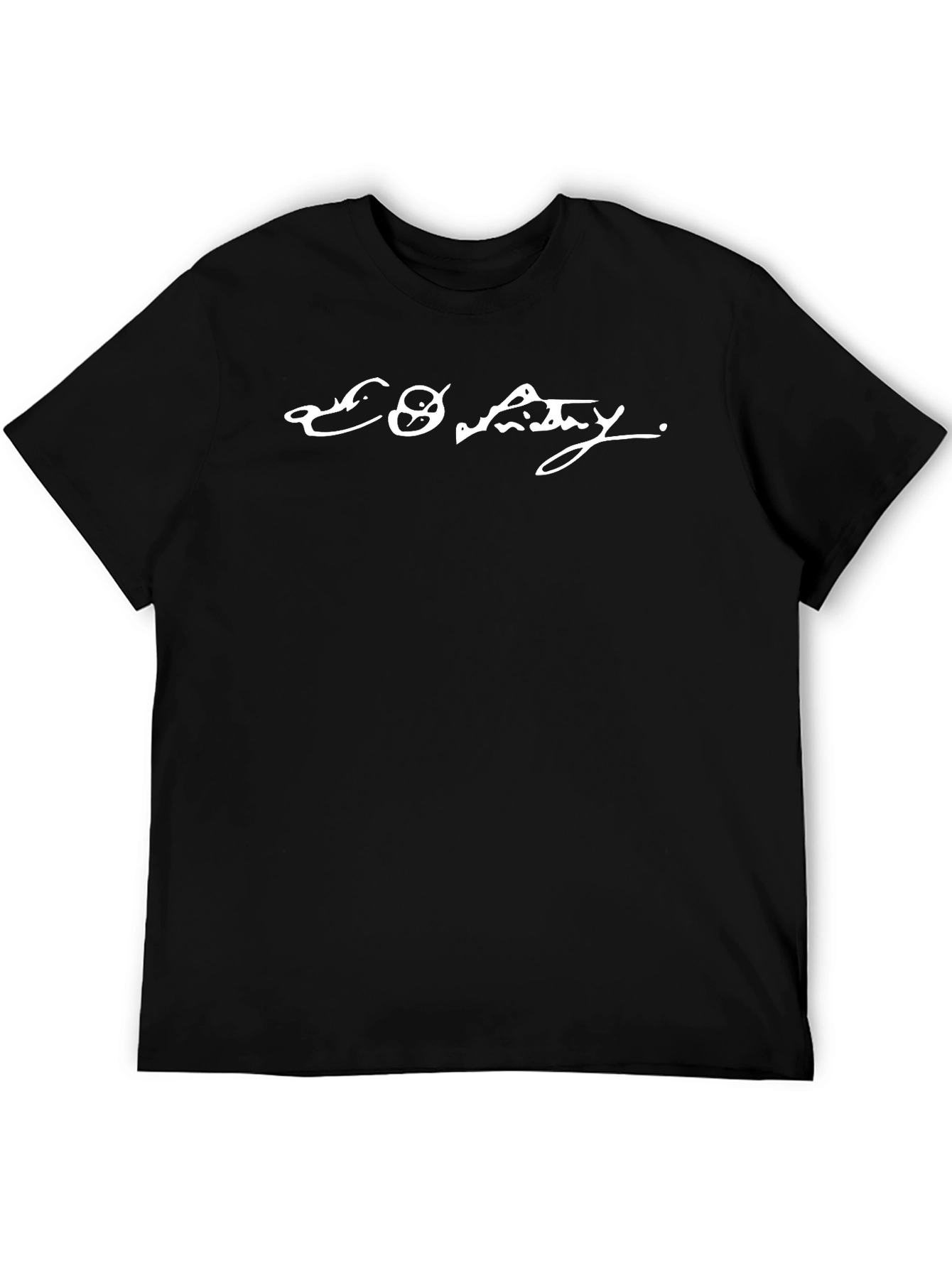Black T-Shirt with Unique White Graphic Print