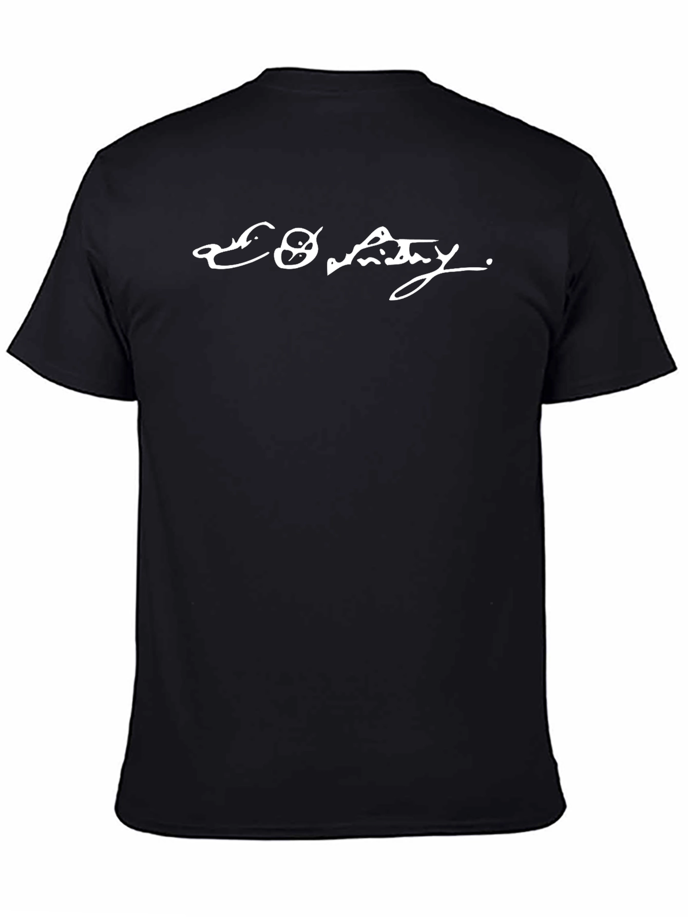 Black T-Shirt with Unique White Graphic Print