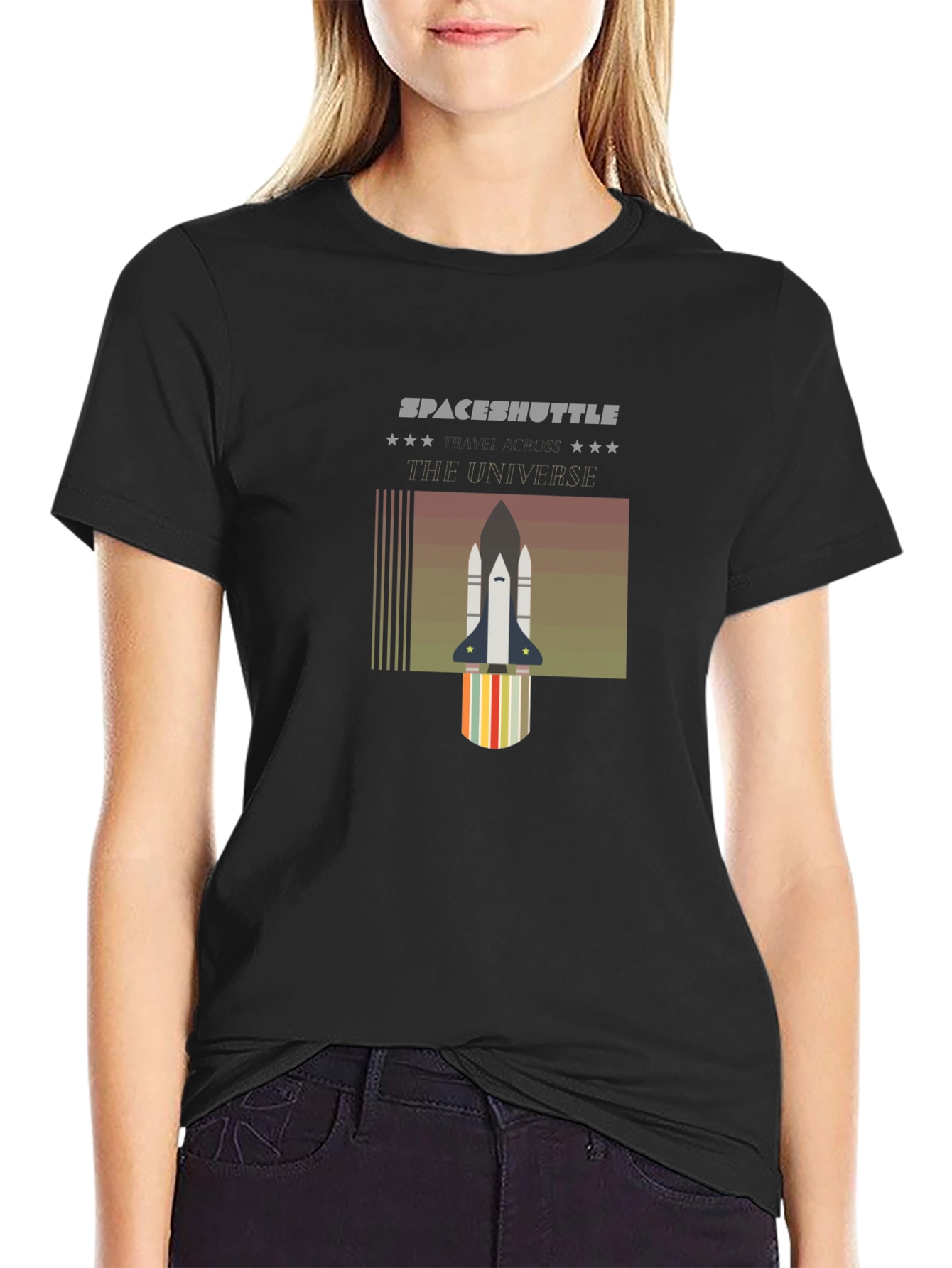 Space Shuttle Universe Graphic T-Shirt - Black