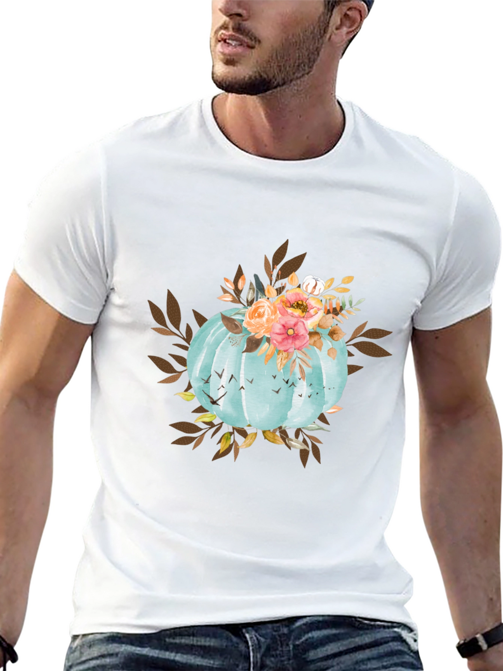 Fall Floral Pumpkin T-Shirt