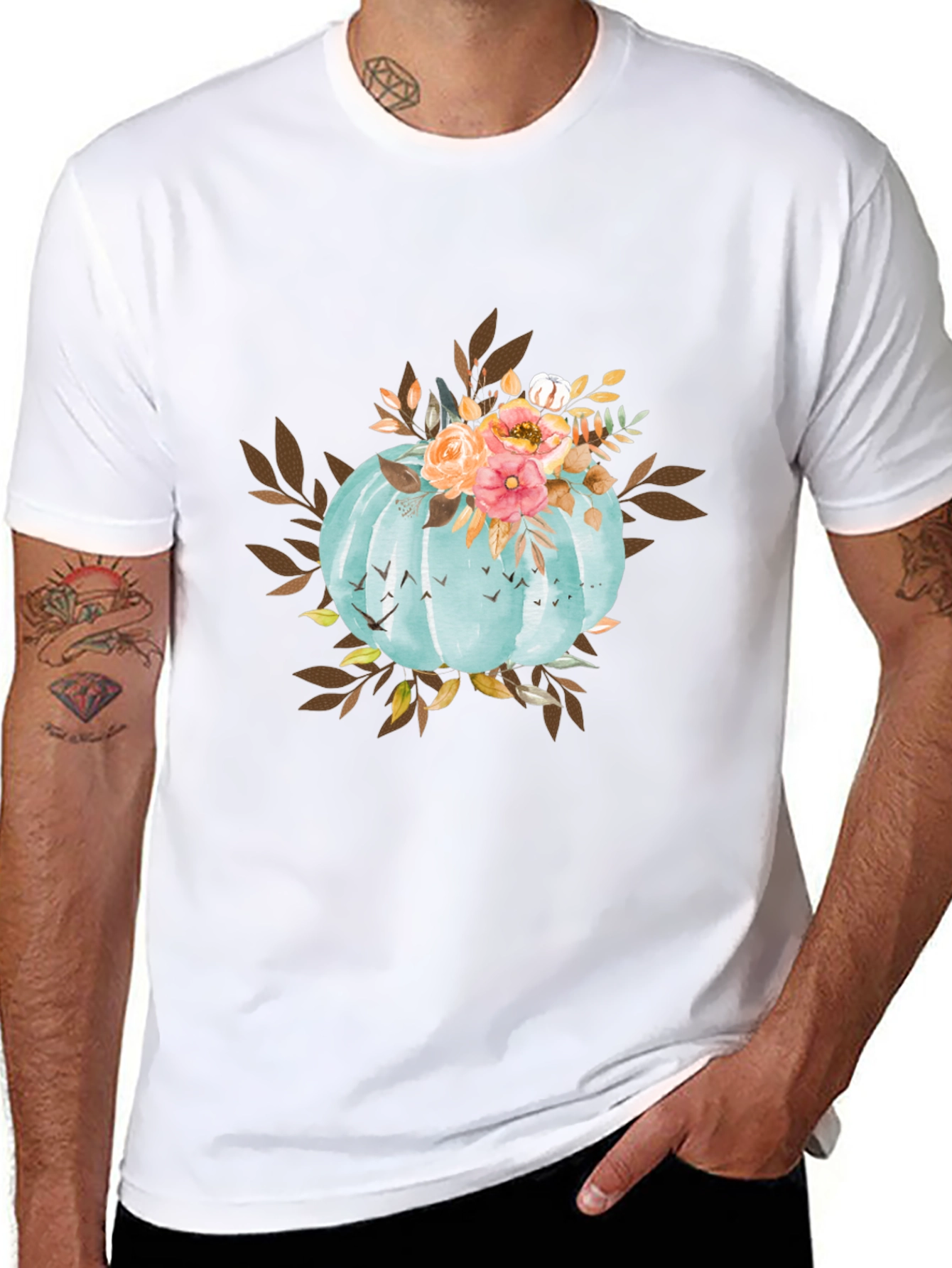 Fall Floral Pumpkin T-Shirt