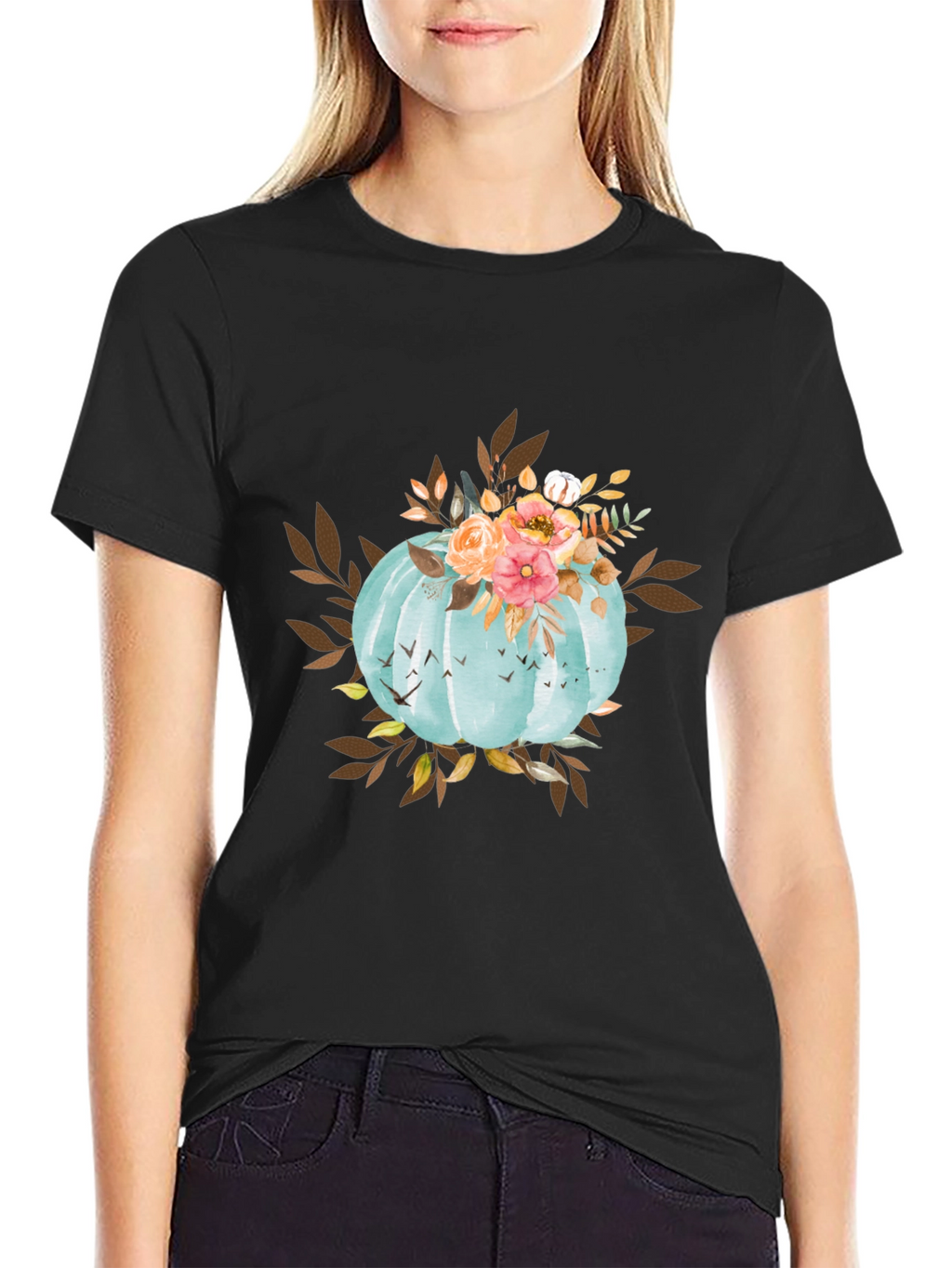 Fall Floral Pumpkin T-Shirt