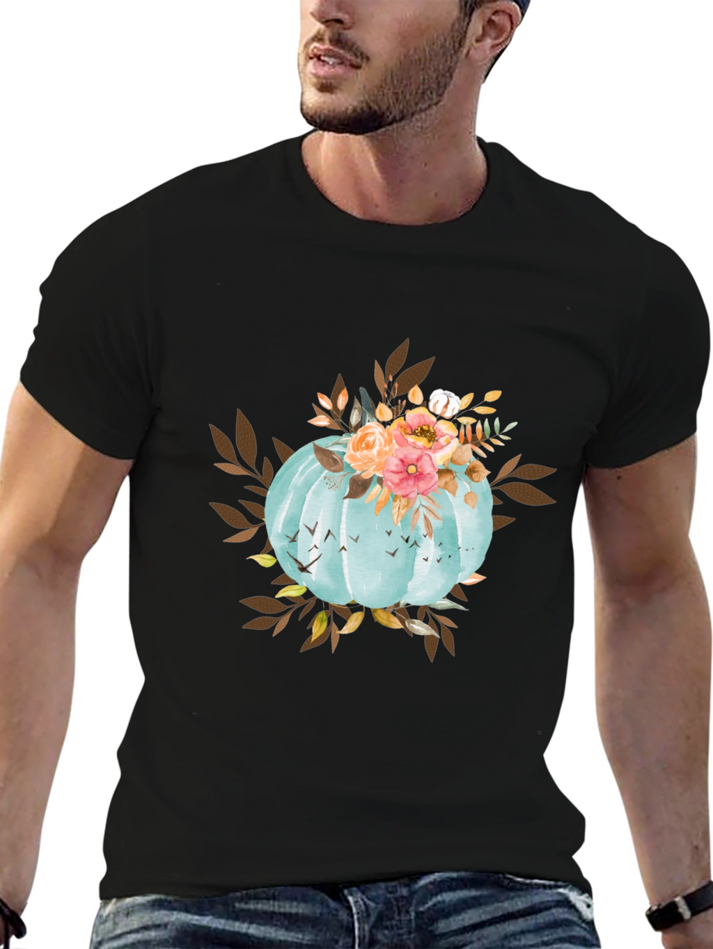 Fall Floral Pumpkin T-Shirt