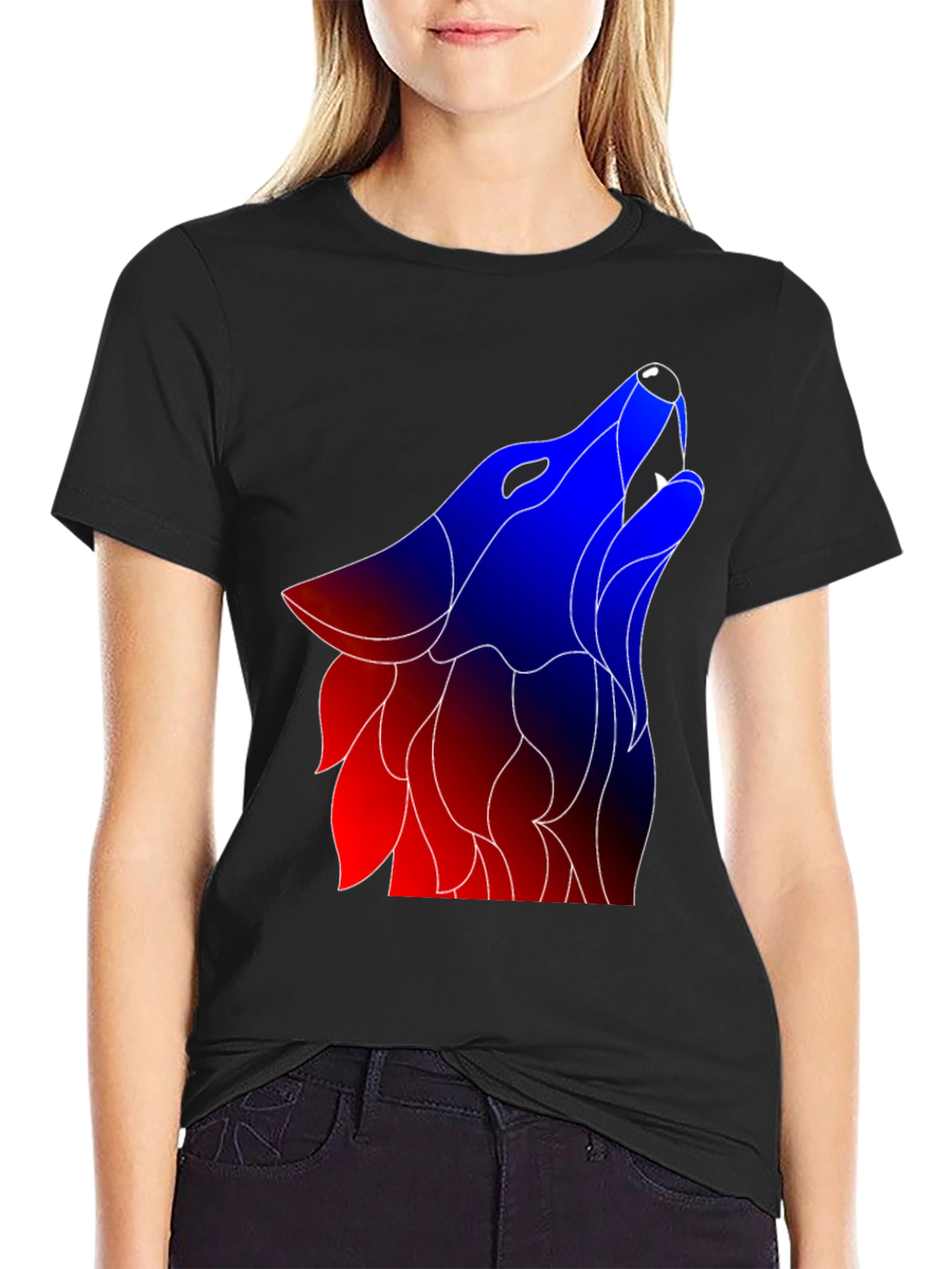 Wolf Graphic Tee - Modern Design Black Shirt