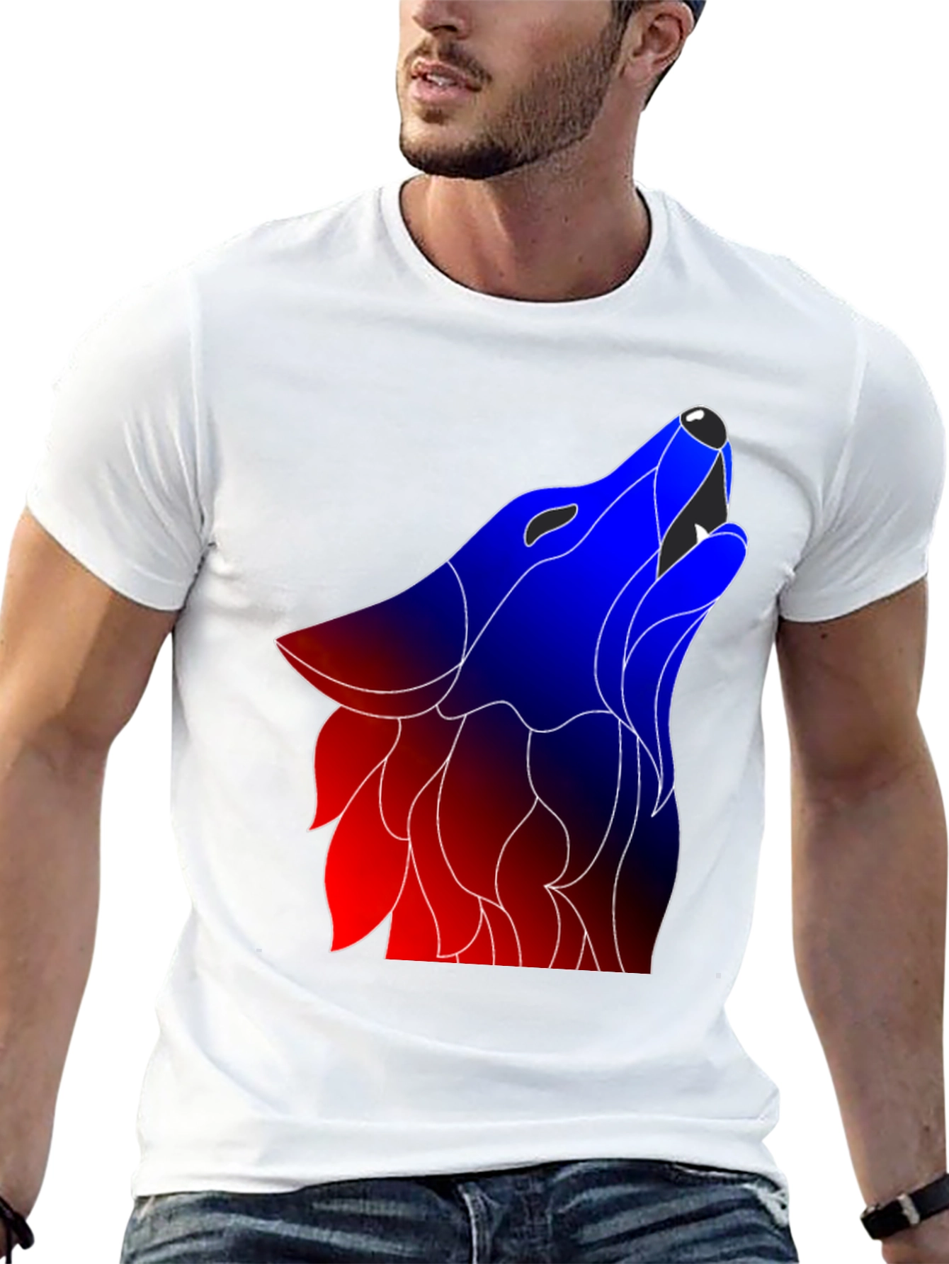 Wolf Graphic Tee - Modern Design Black Shirt