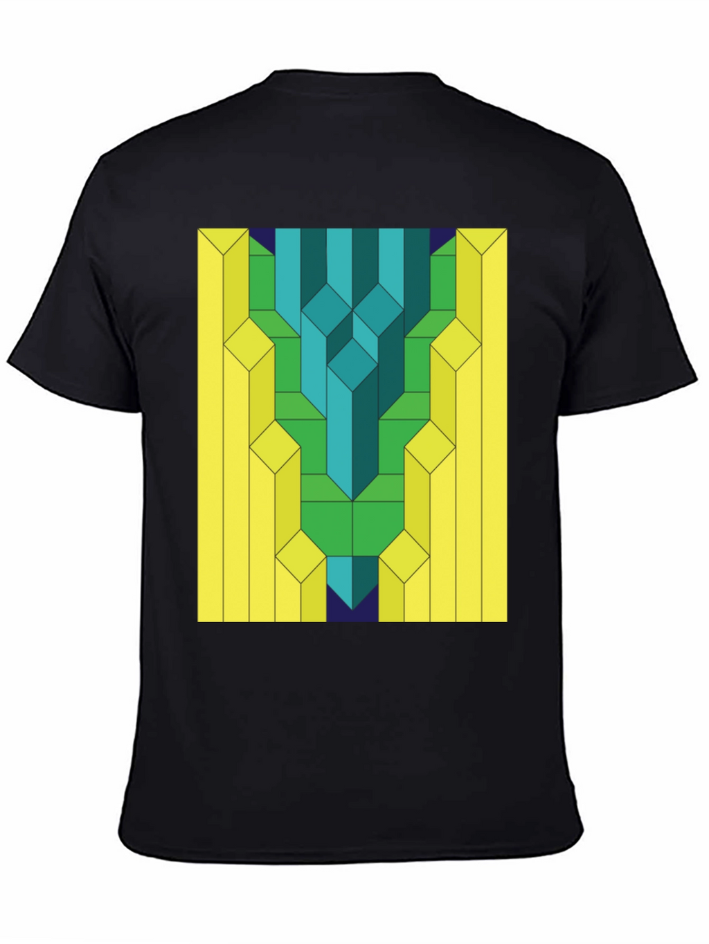 Geometric Prism Print Black T-Shirt