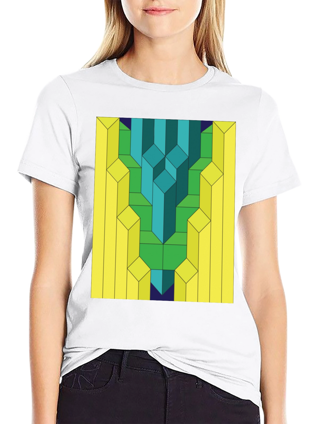 Geometric Prism Print Black T-Shirt