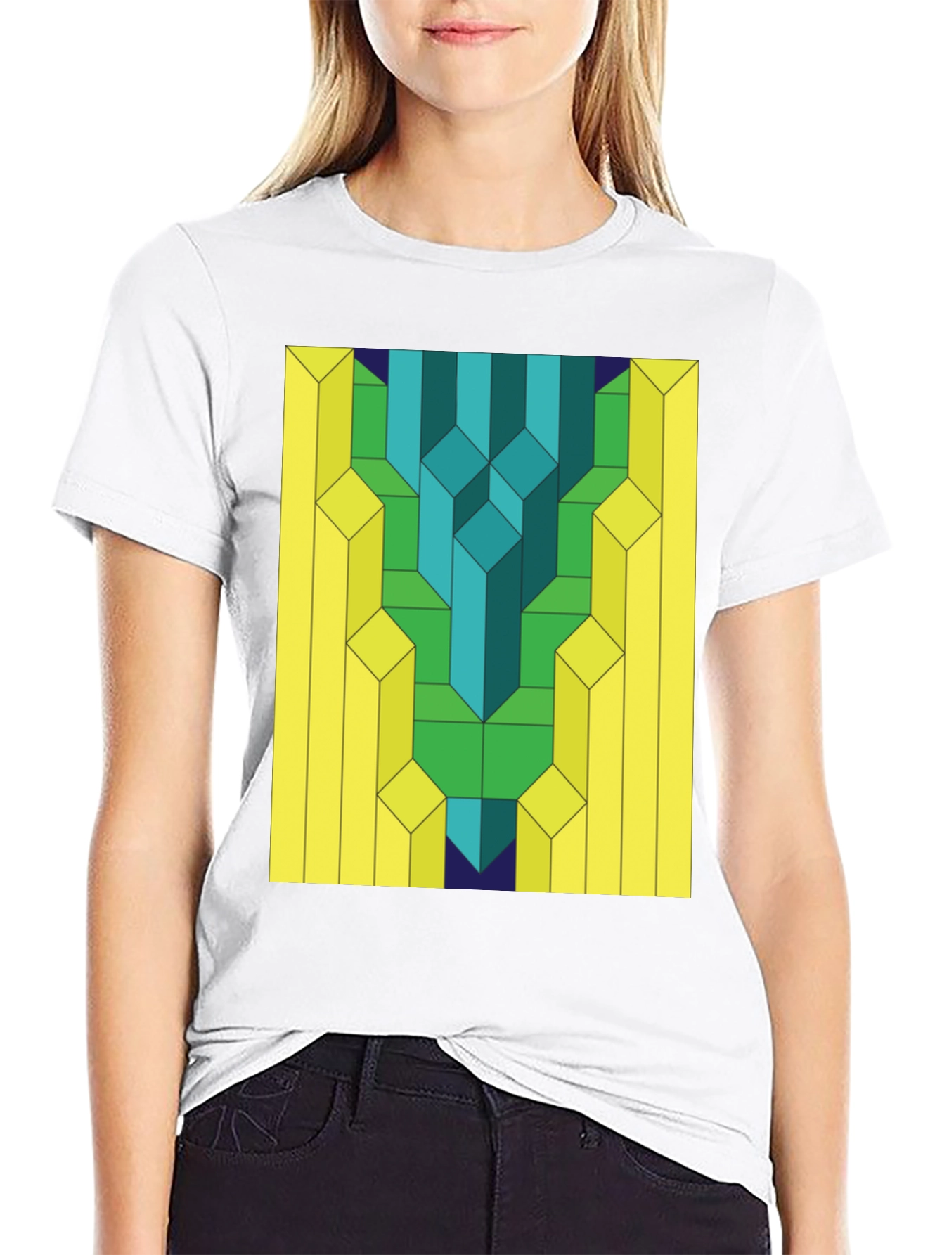 Geometric Prism Print Black T-Shirt