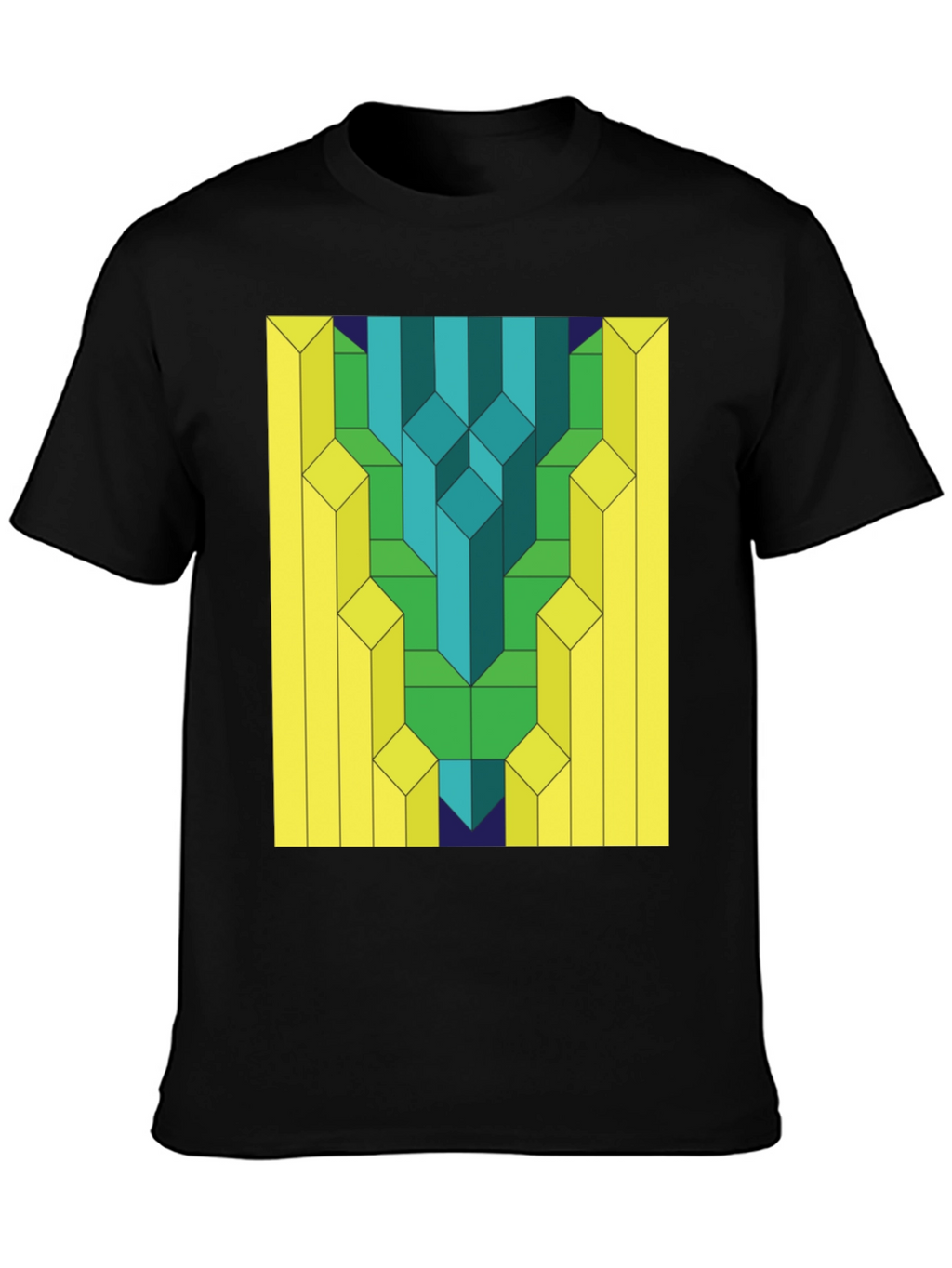 Geometric Prism Print Black T-Shirt