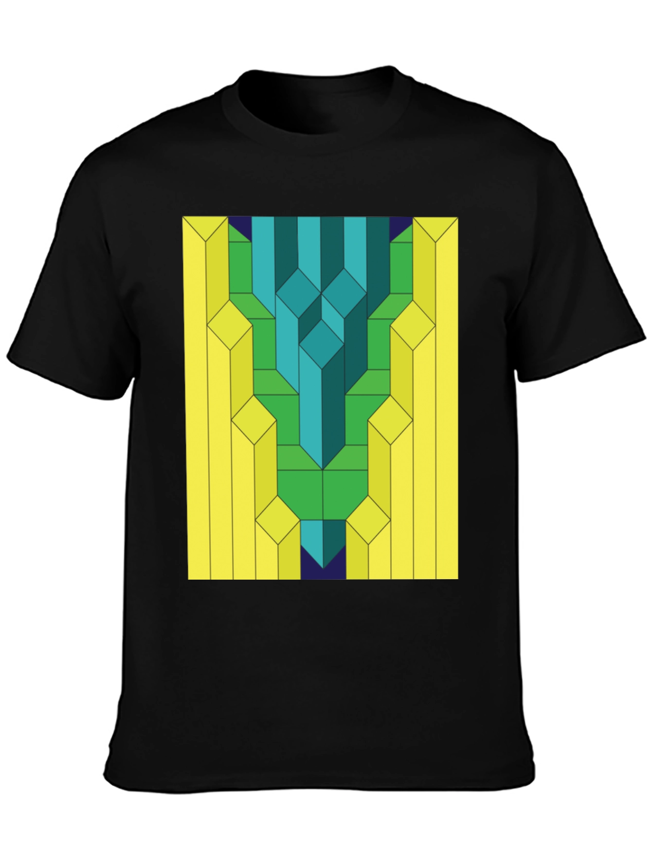 Geometric Prism Print Black T-Shirt