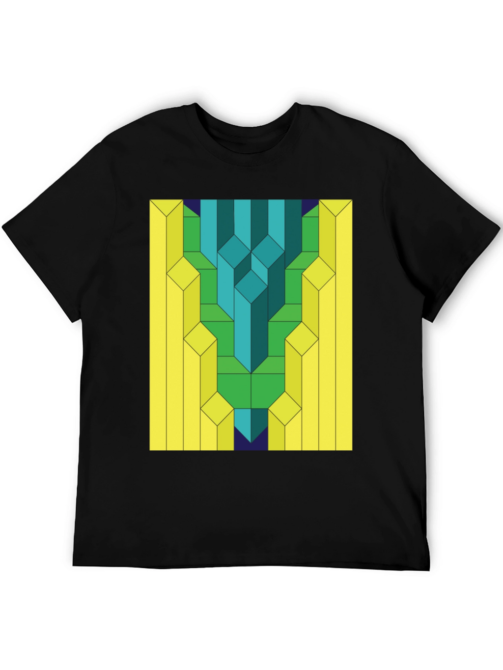 Geometric Prism Print Black T-Shirt