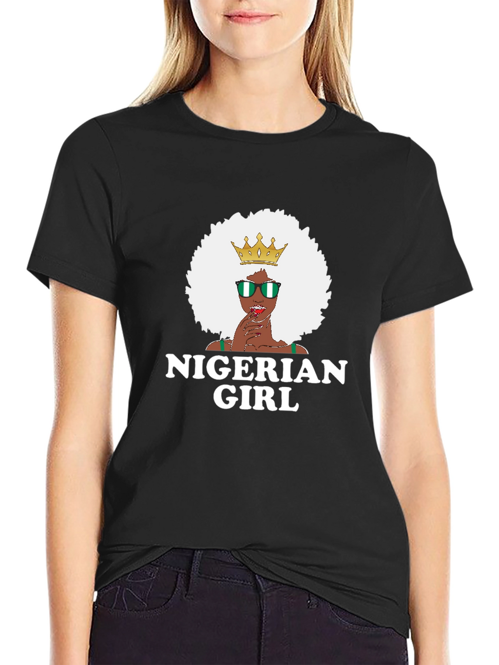 Nigerian Girl T-Shirt - Black Cotton Tee