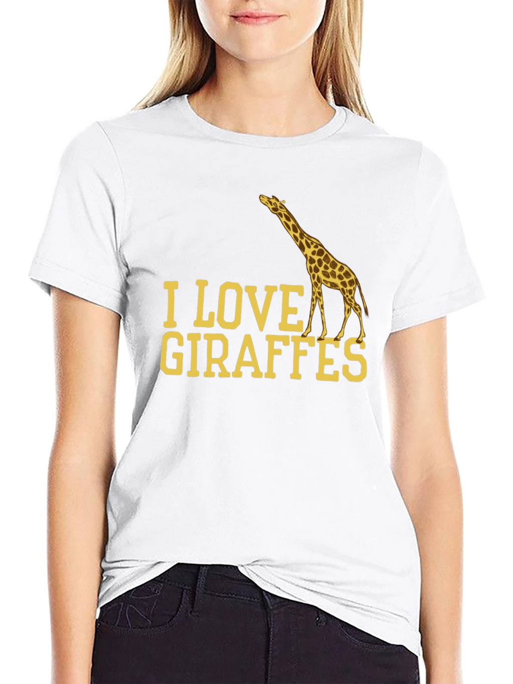 I Love Giraffes Black T-Shirt