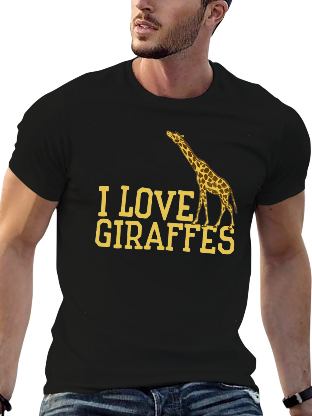I Love Giraffes Black T-Shirt