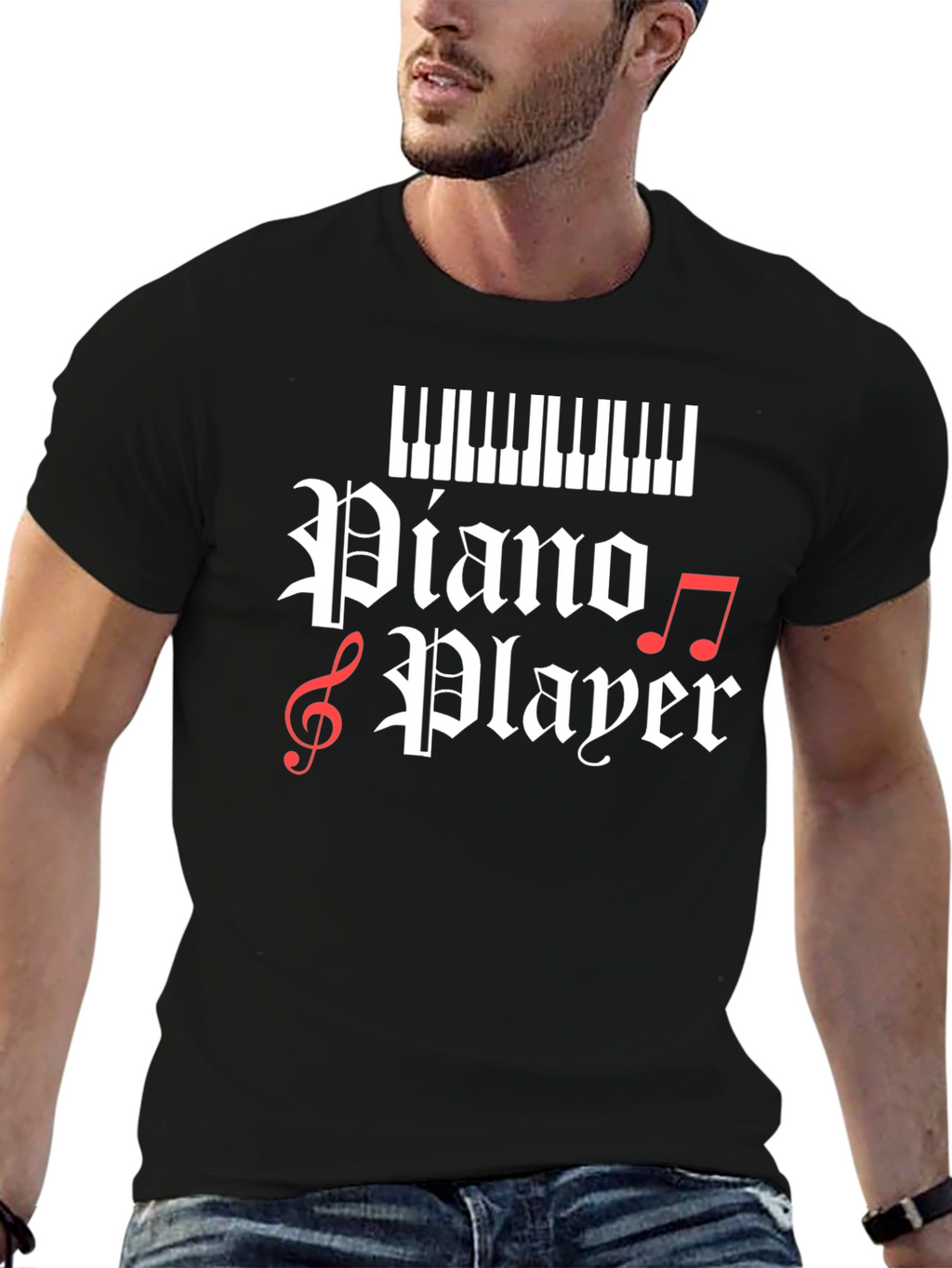 Piano Player Graphic T-Shirt - Black