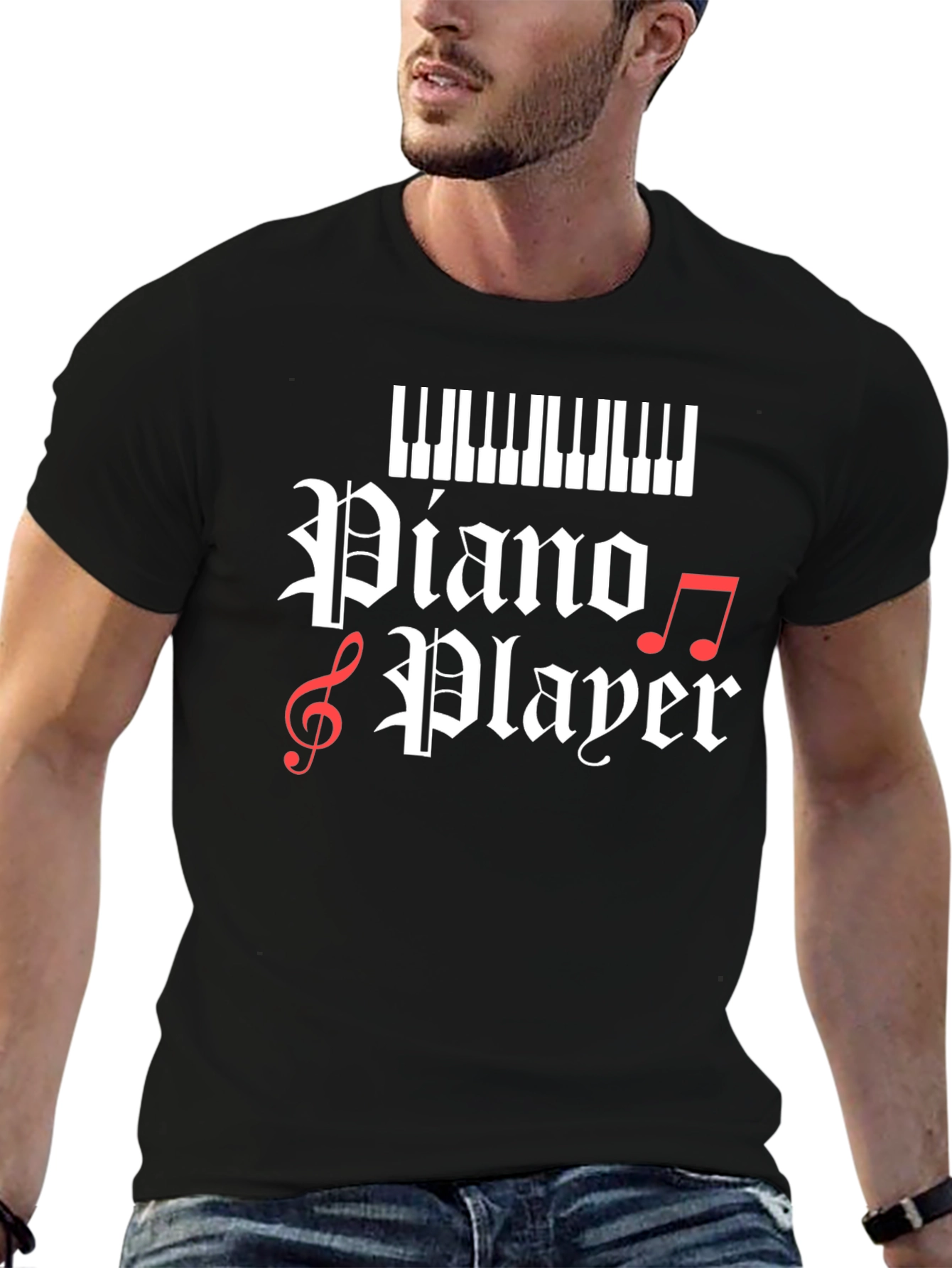 Piano Player Graphic T-Shirt - Black