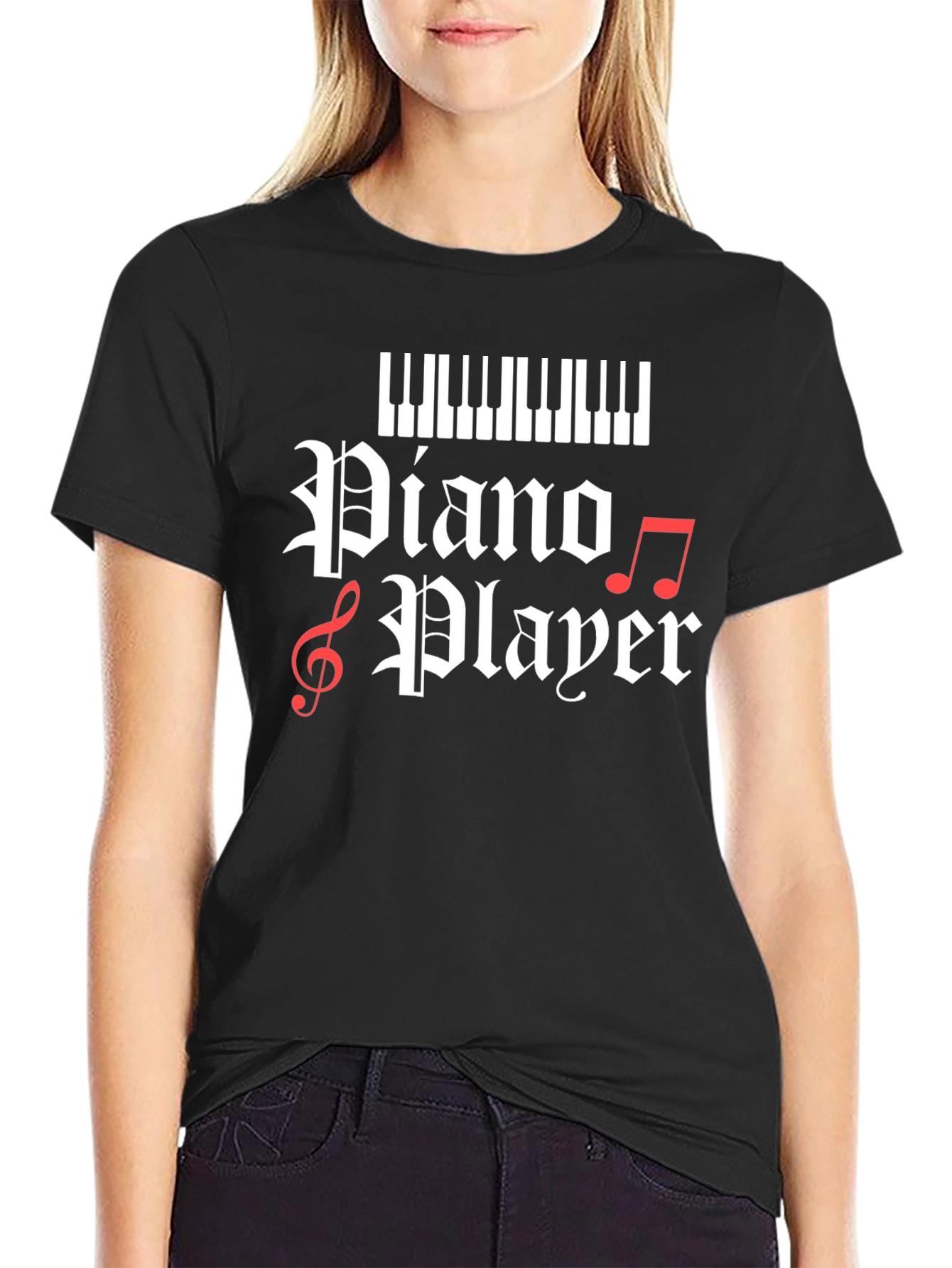 Piano Player Graphic T-Shirt - Black