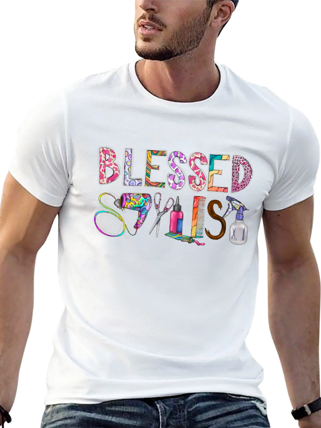 Blessed Stylist T-Shirt - Hairdresser Apparel