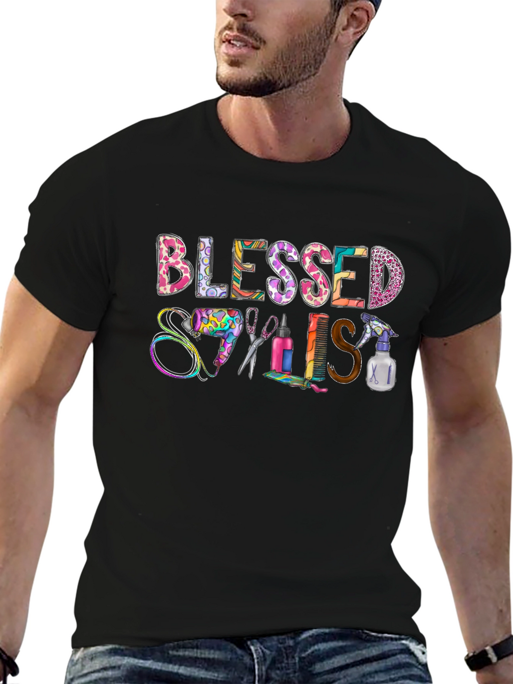 Blessed Stylist T-Shirt - Hairdresser Apparel