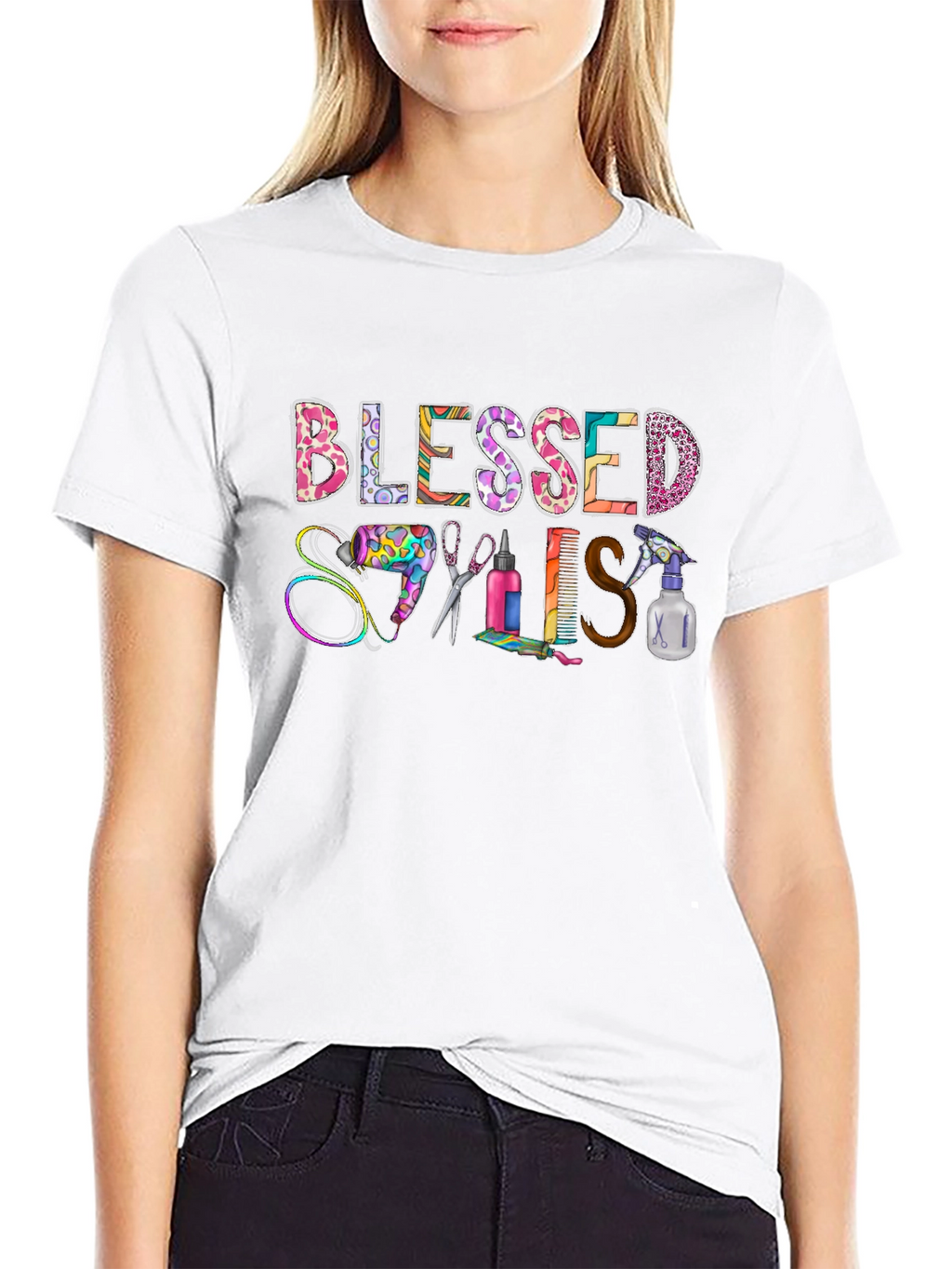 Blessed Stylist T-Shirt - Hairdresser Apparel