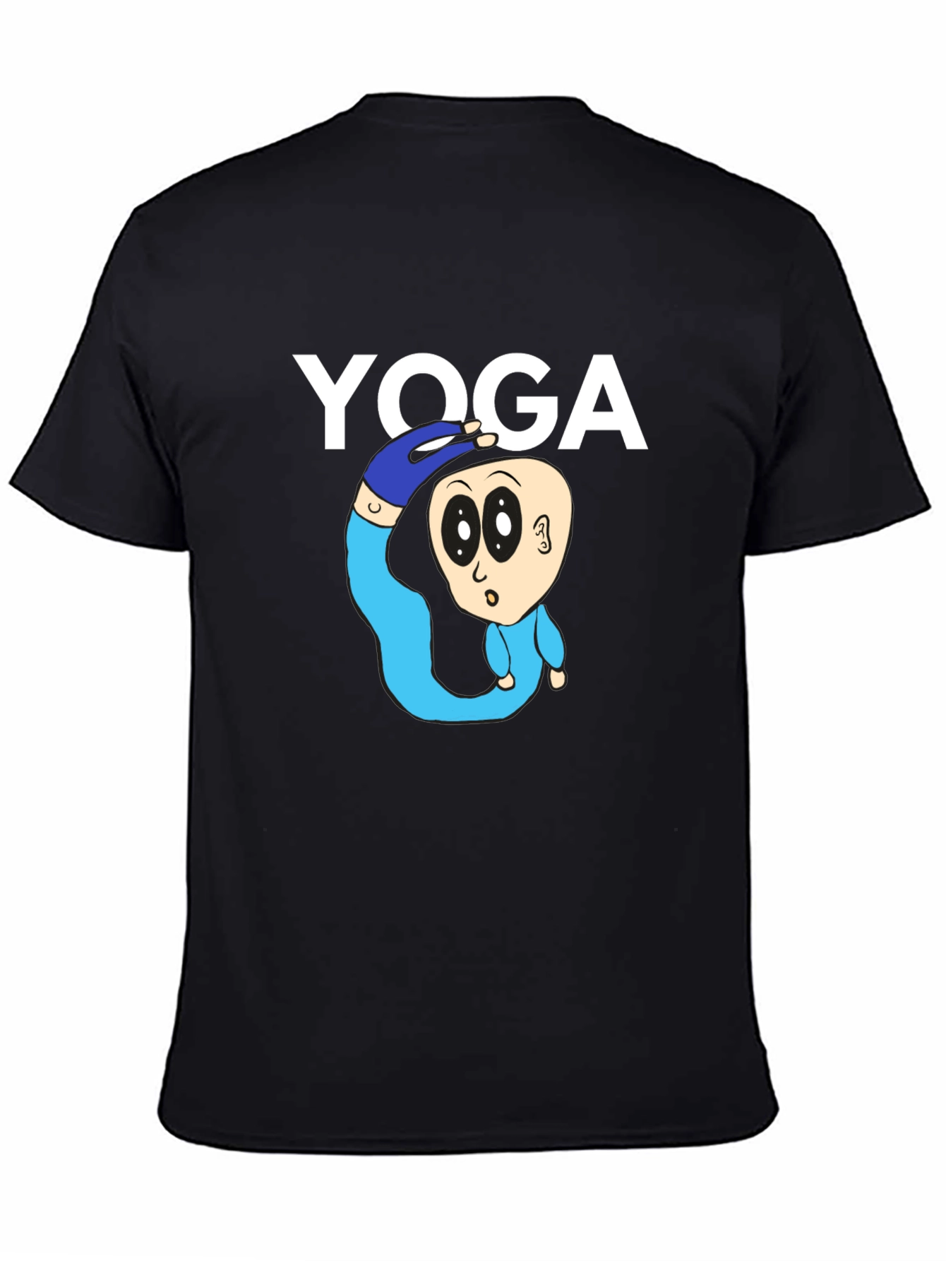 Yoga Cartoon Graphic Tee - Black Cotton Blend