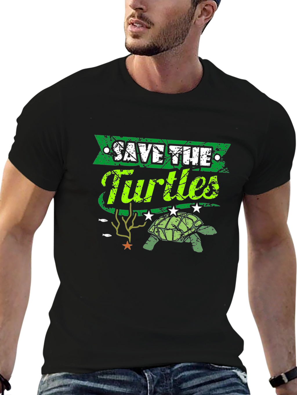Save the Turtles Graphic T-Shirt - Environmental Awareness