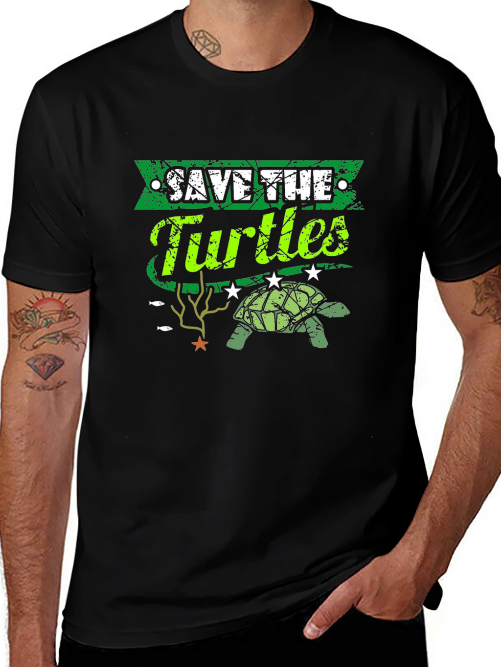 Save the Turtles Graphic T-Shirt - Environmental Awareness