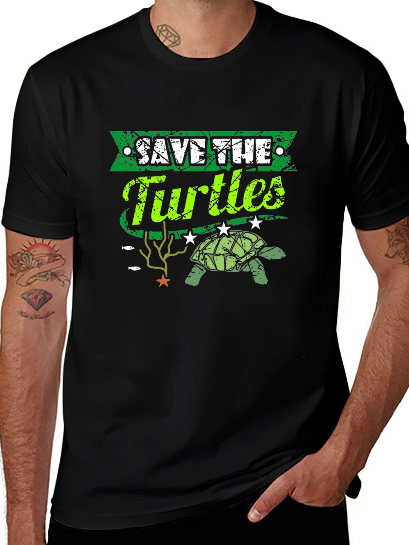 Save the Turtles Graphic T-Shirt - Environmental Awareness
