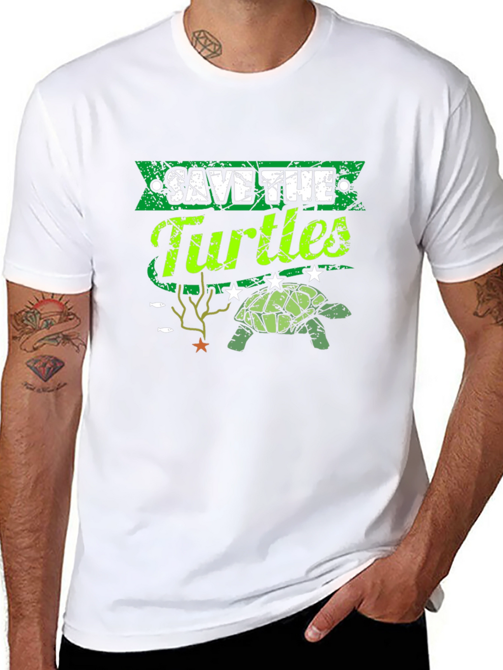 Save the Turtles Graphic T-Shirt - Environmental Awareness