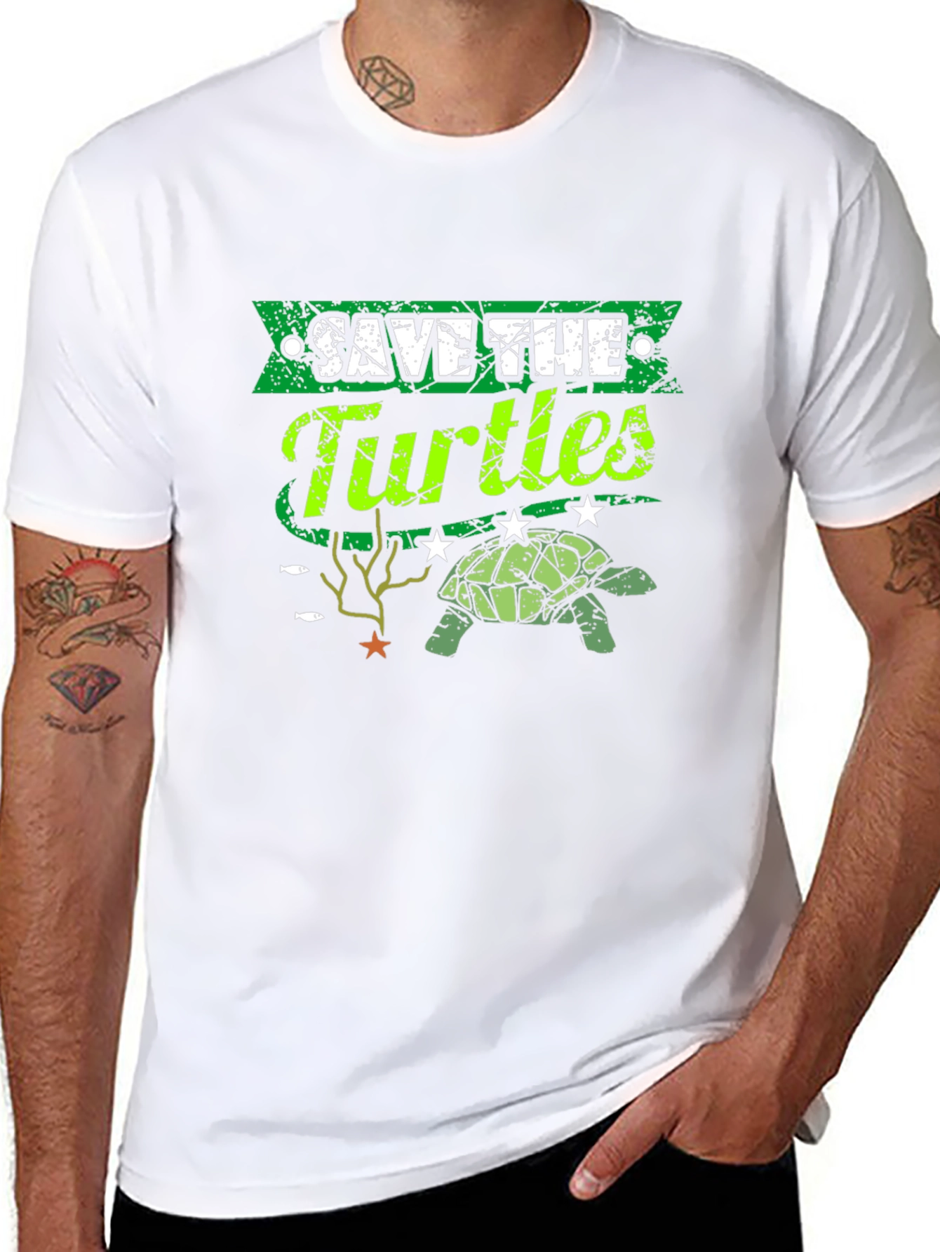 Save the Turtles Graphic T-Shirt - Environmental Awareness
