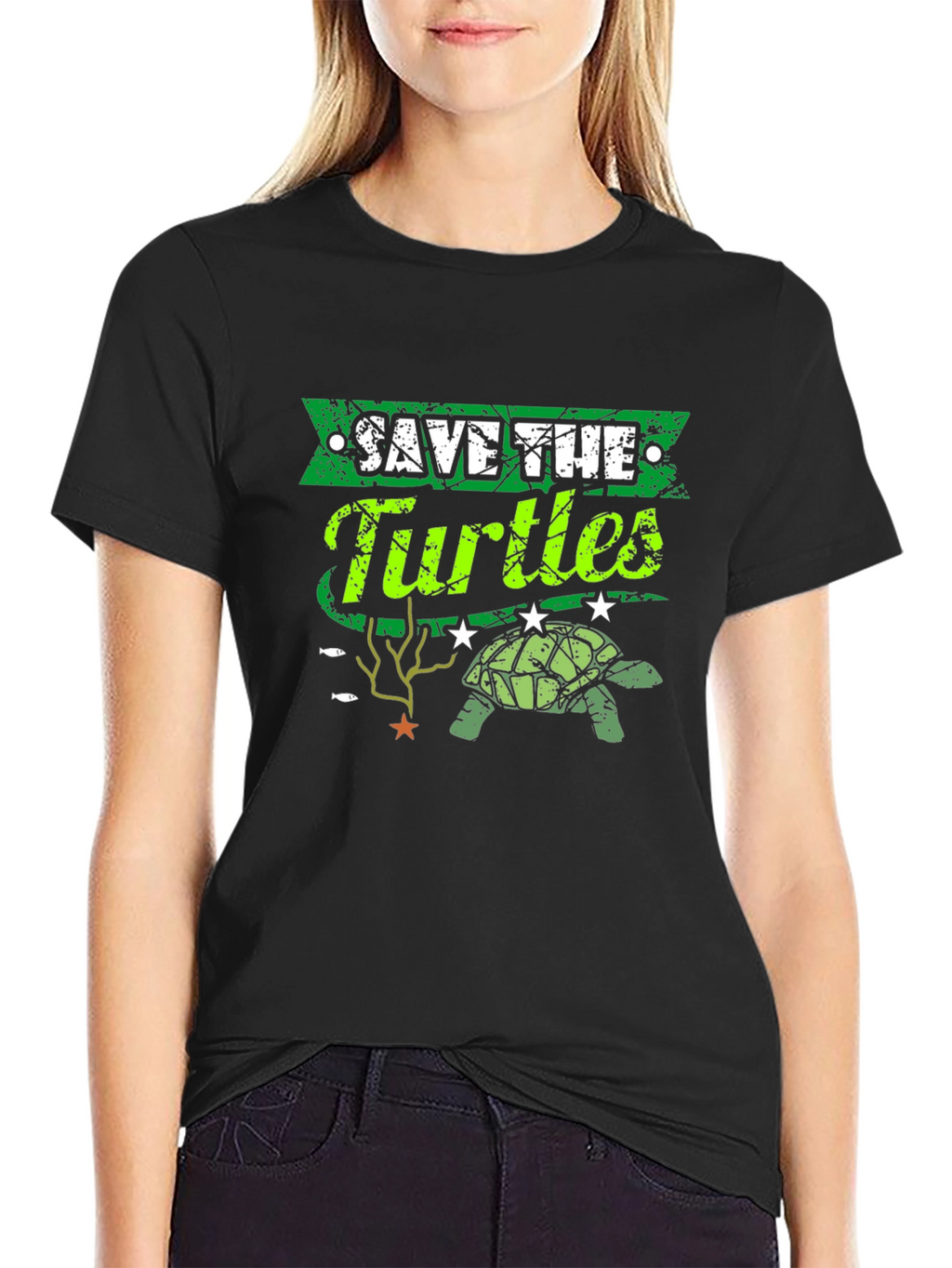 Save the Turtles Graphic T-Shirt - Environmental Awareness