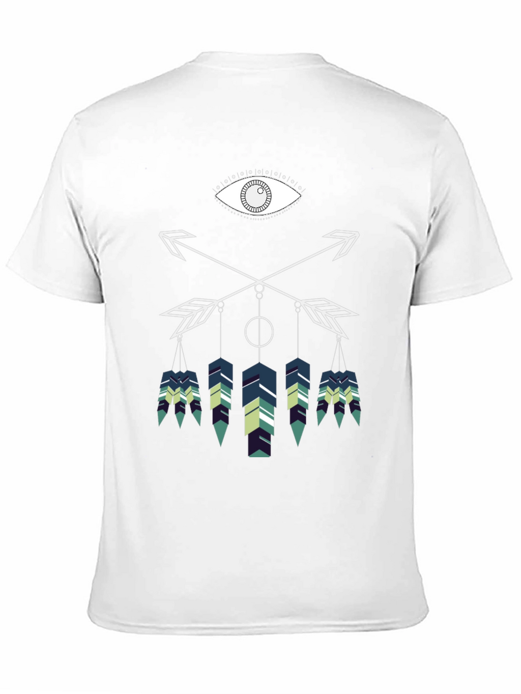Geometric Feather Graphic Tee - Black Cotton Blend