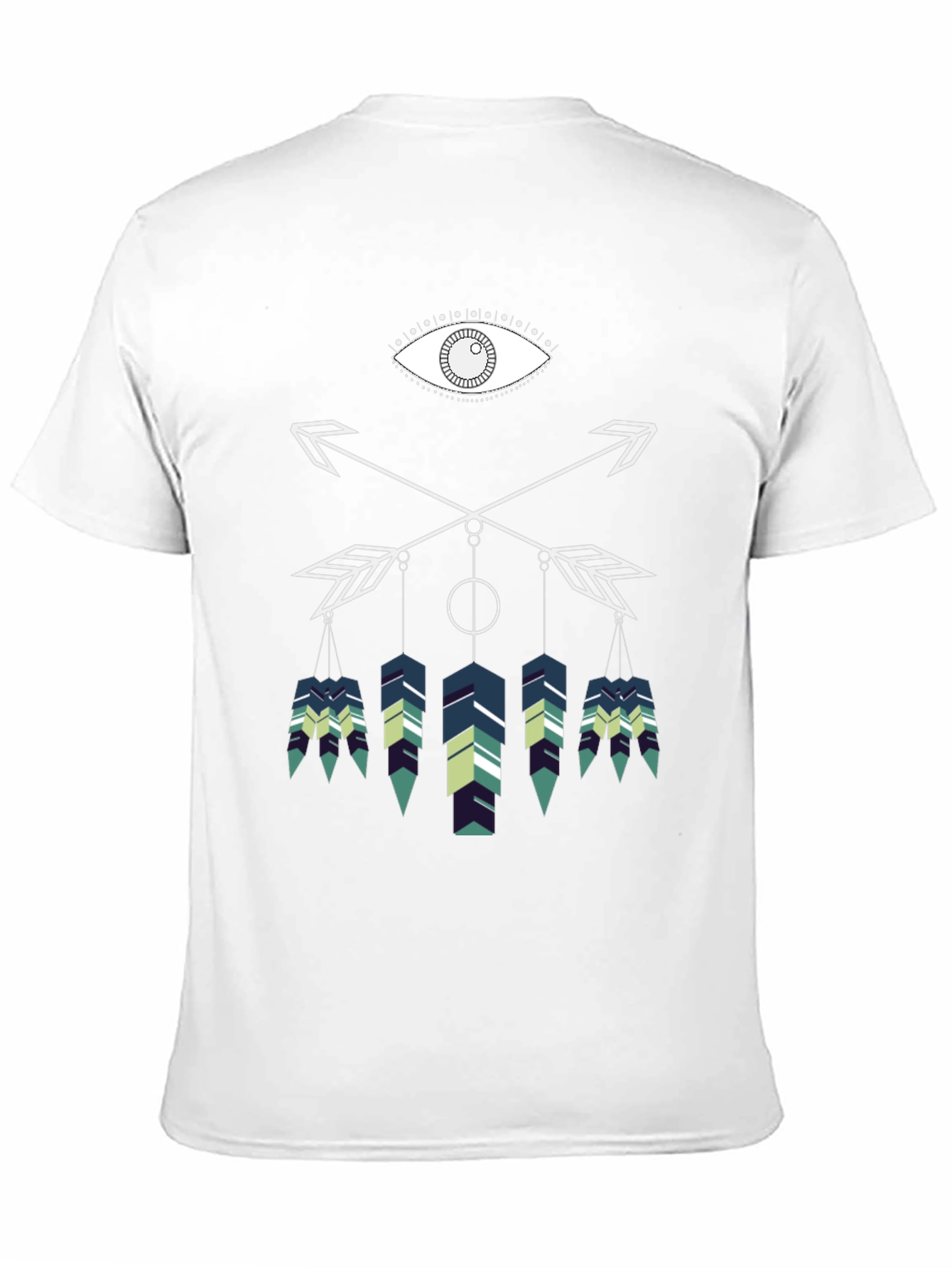 Geometric Feather Graphic Tee - Black Cotton Blend