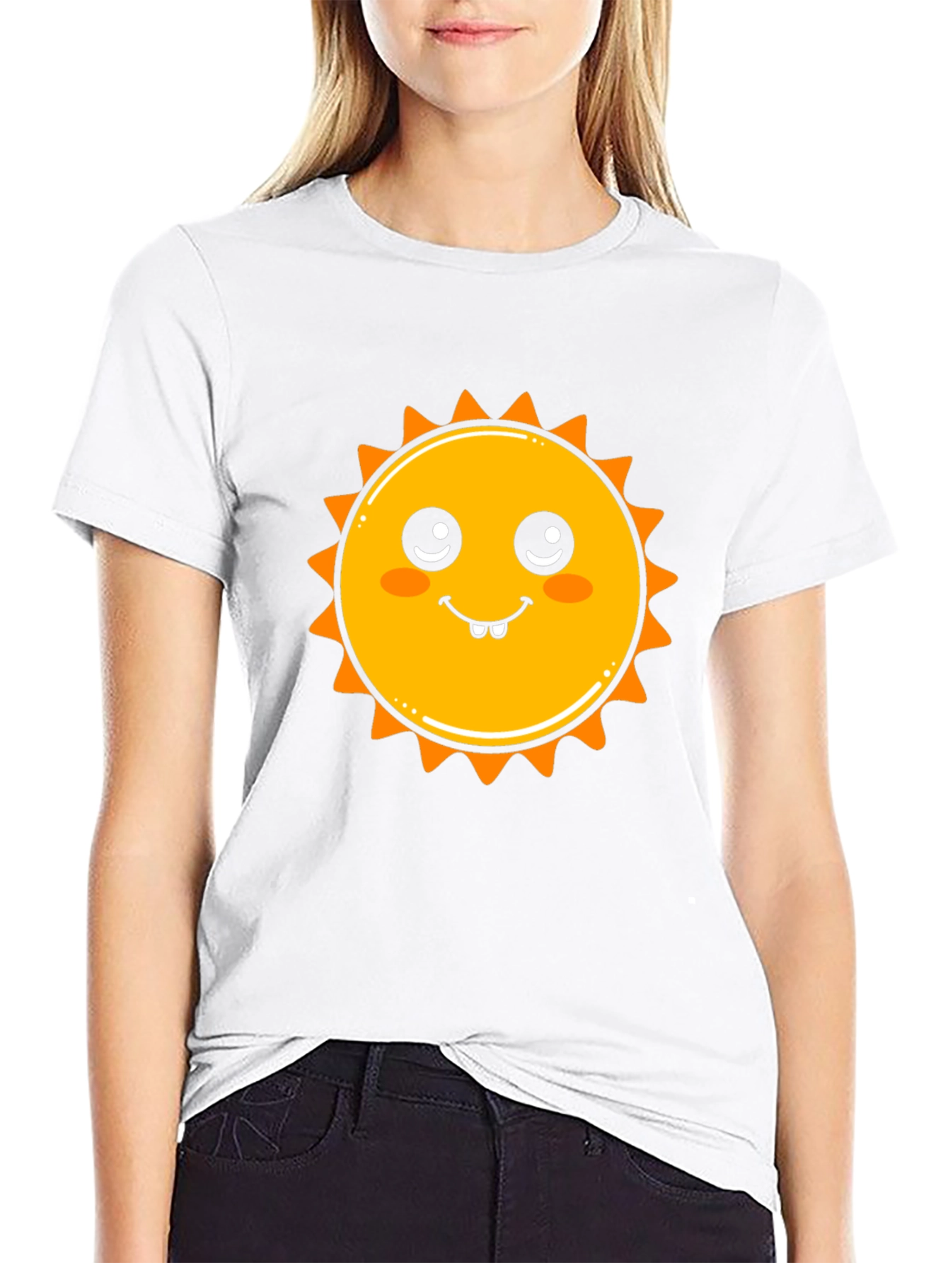 Cute Sun Graphic Black T-Shirt