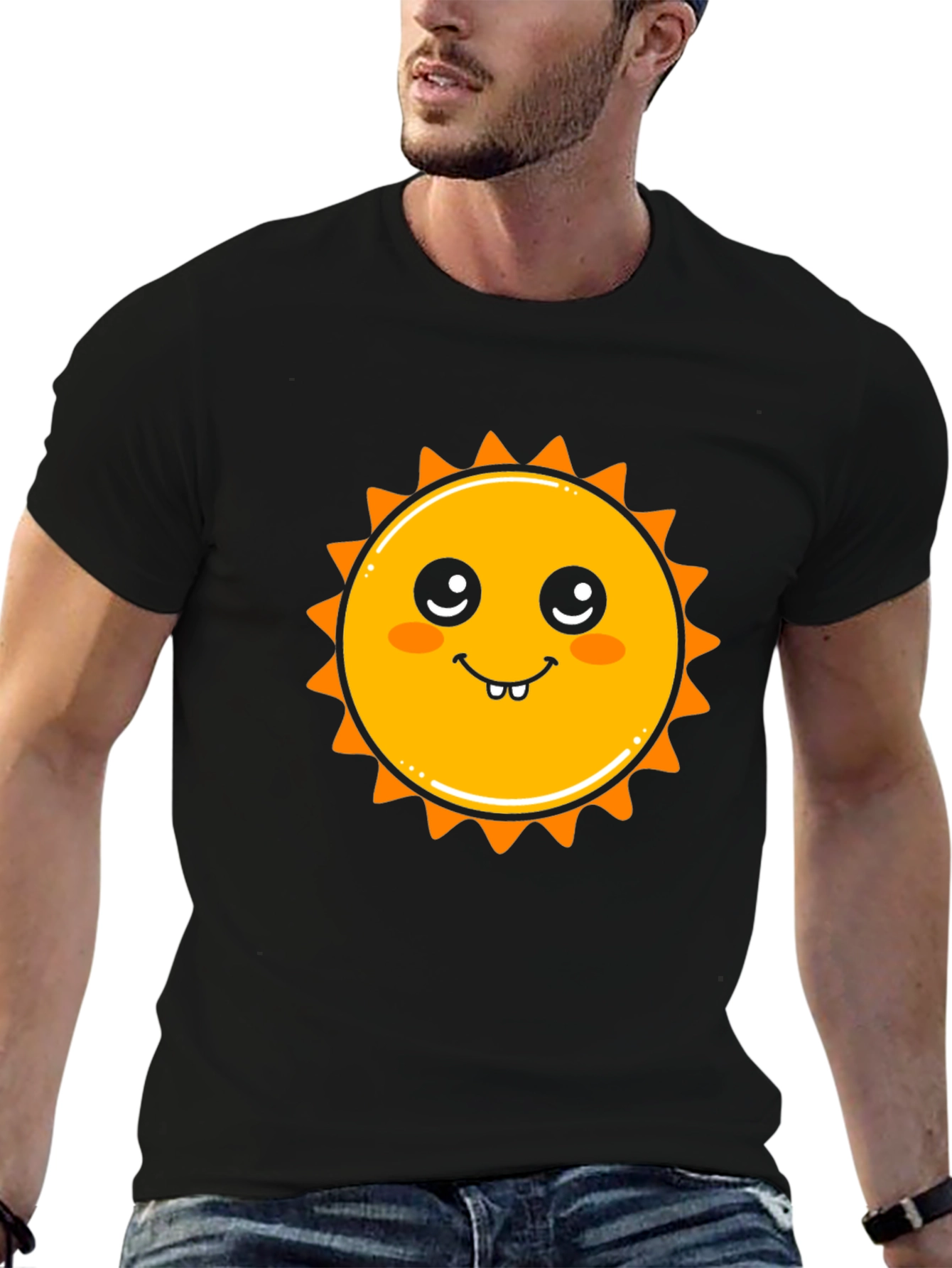Cute Sun Graphic Black T-Shirt