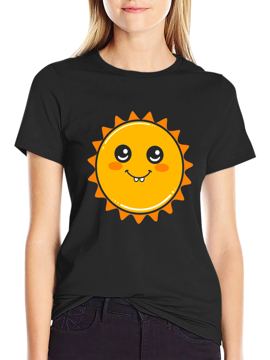 Cute Sun Graphic Black T-Shirt