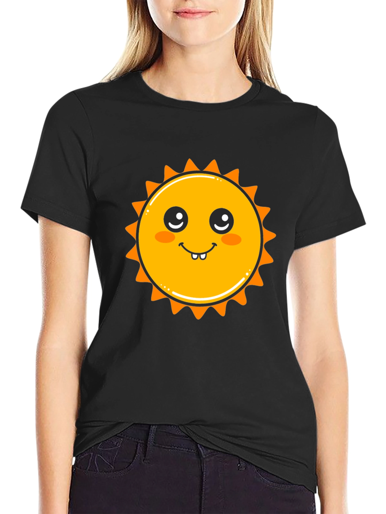 Cute Sun Graphic Black T-Shirt