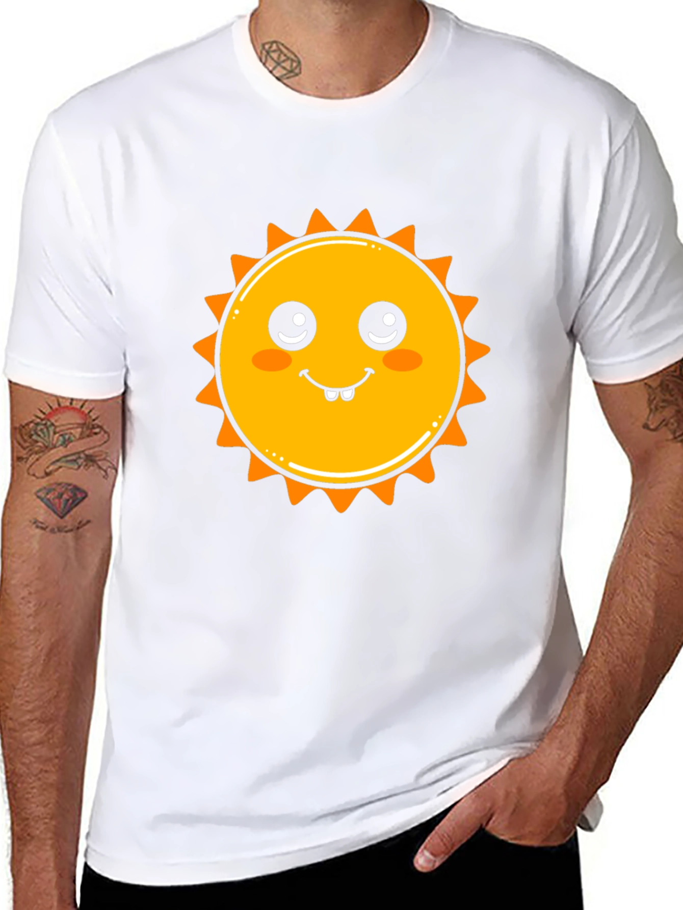 Cute Sun Graphic Black T-Shirt