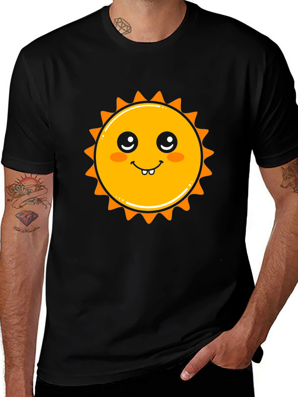 Cute Sun Graphic Black T-Shirt